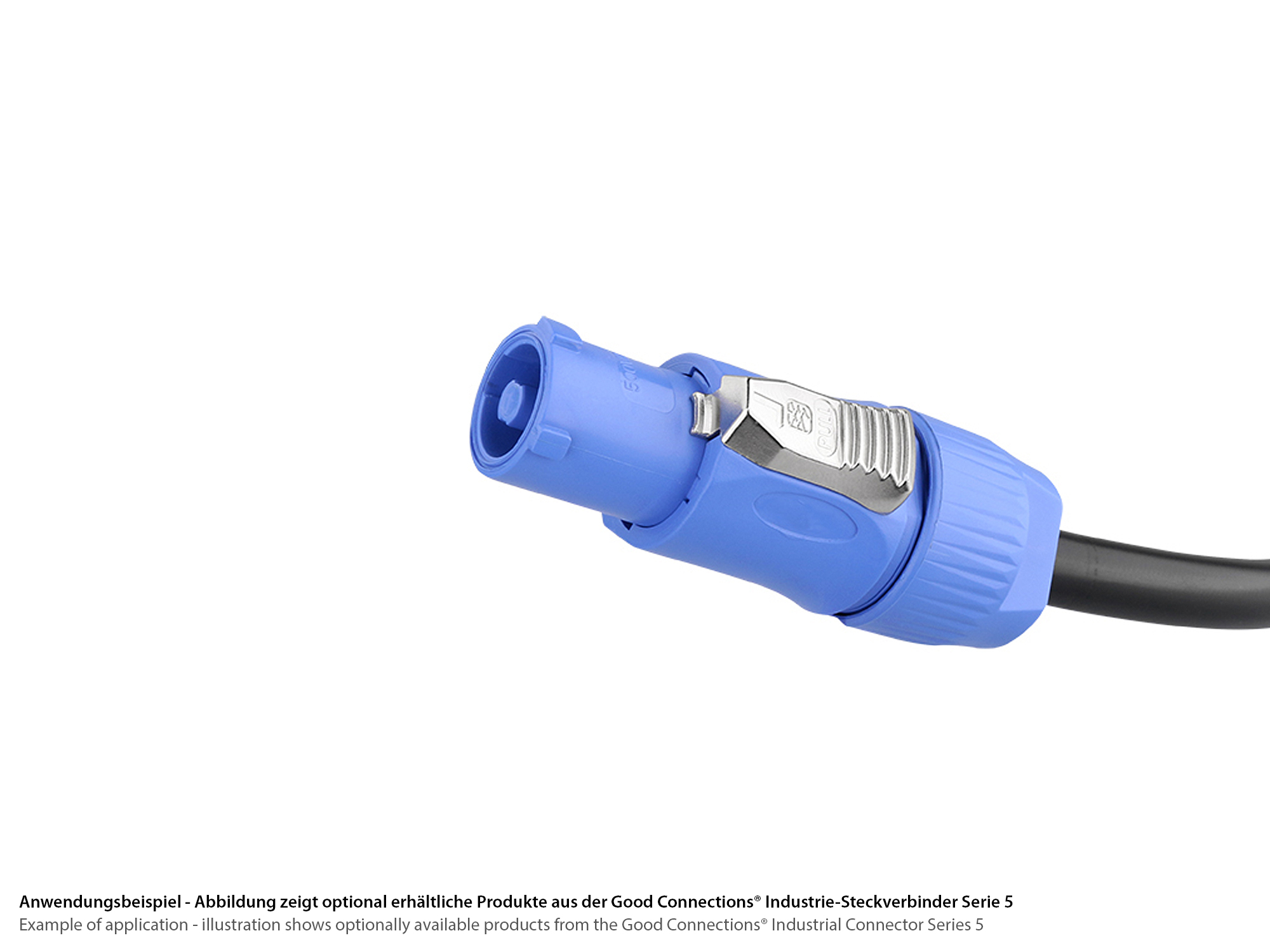 Power connector (Power-In) 3-pin with lock, blue, Good Connections®