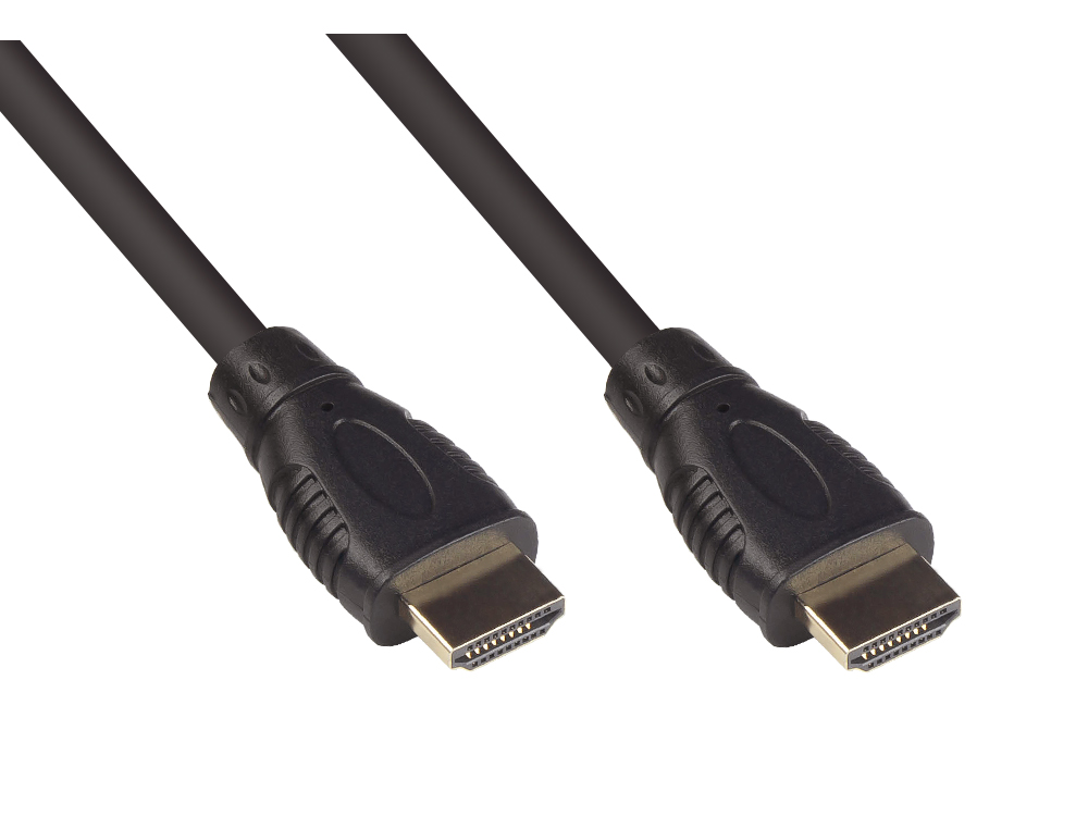 HDMI 2.0b cable, 4K / UHD @60Hz, 18 Gbit/s, gold-plated contacts, black, 0,5m, Good Connections®