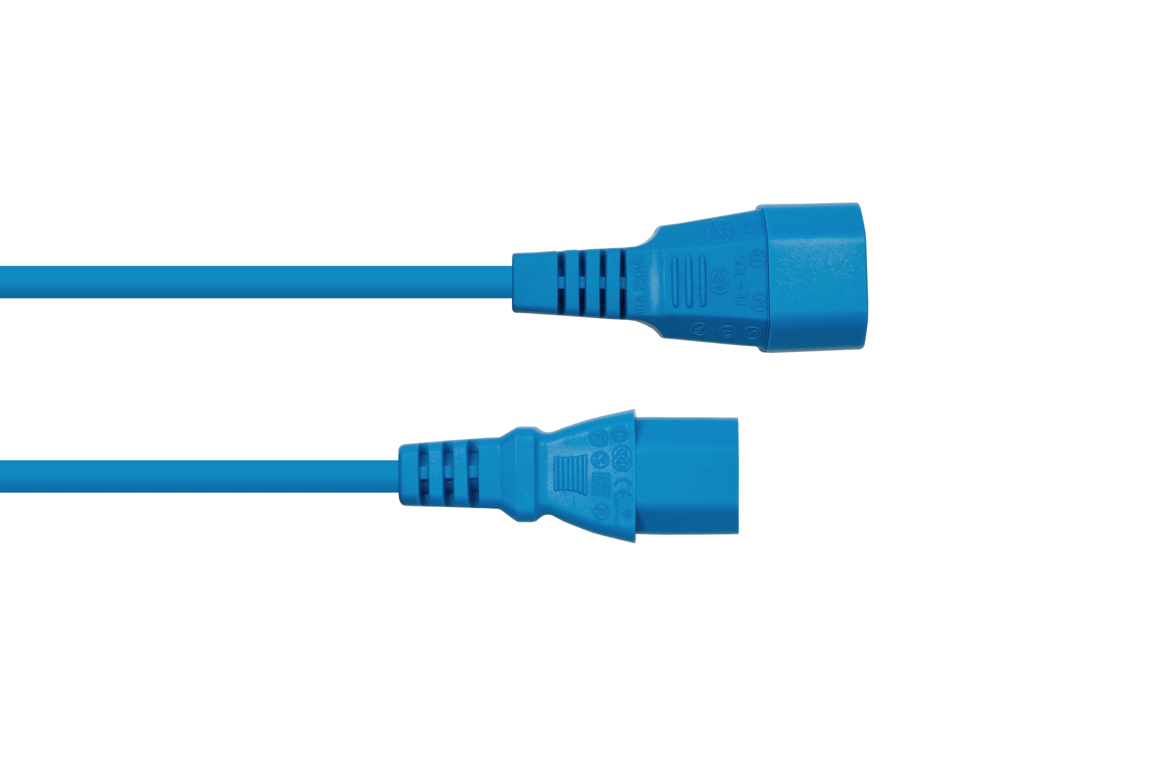 kabelmeister® Kaltgeräteverlängerung Kaltgeräte-Stecker C14 an Kaltgeräte-Buchse C13, blau, 0,75mm², 1m