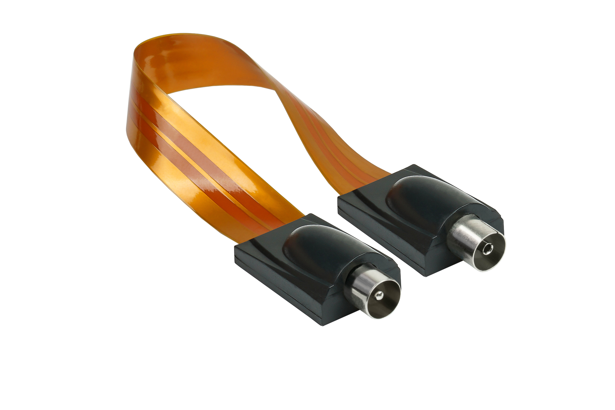 SAT/TV window feedthrough high quality, IEC/coax plug to socket, total length 26cm, flexible length 17cm, transparent, Good Connections®