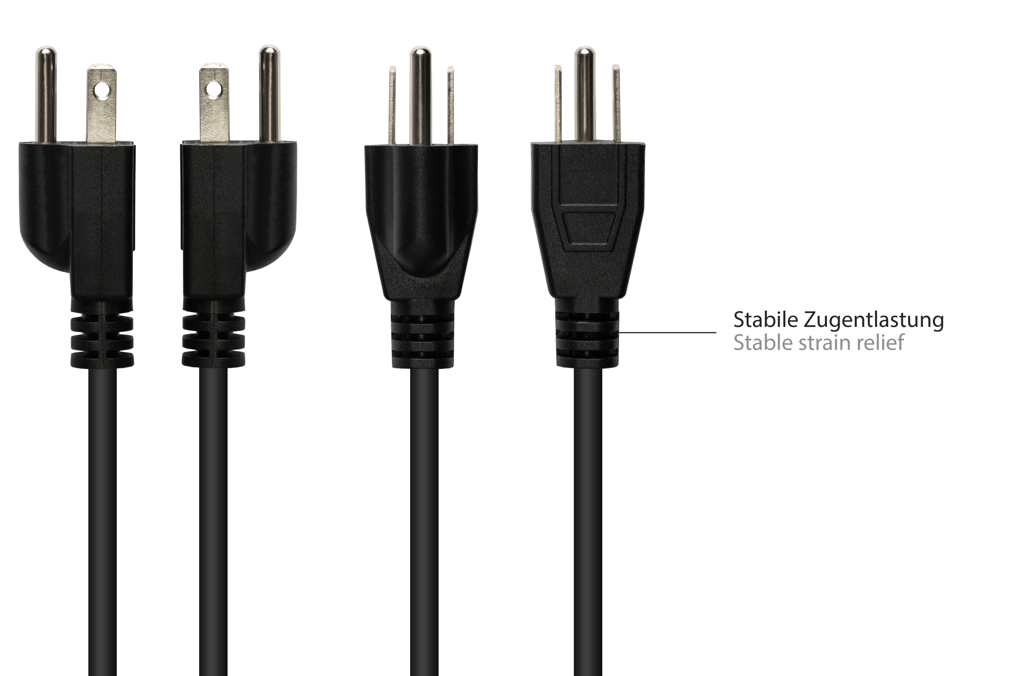 Power cord Amerika/USA Typ B plug (NEMA 5-15P) to C13 (straight), UL, black, AWG18, 3 m, Good Connections®