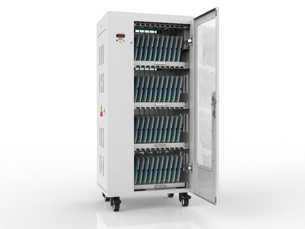 Tablet charging cart for up to 40 devices, UV-C disinfection, Smart Control, grey, Good Connections®
