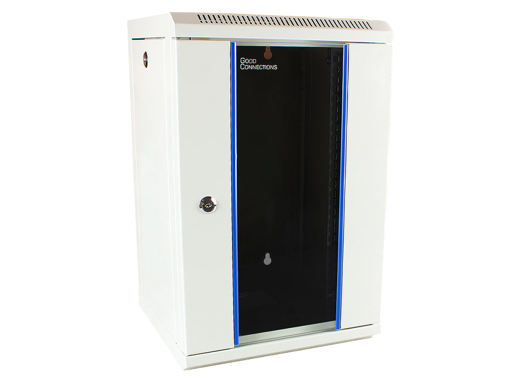 10" Wall housing, 9U, light grey (RAL7035), 312 x 300mm, fully assembled, Good Connections®