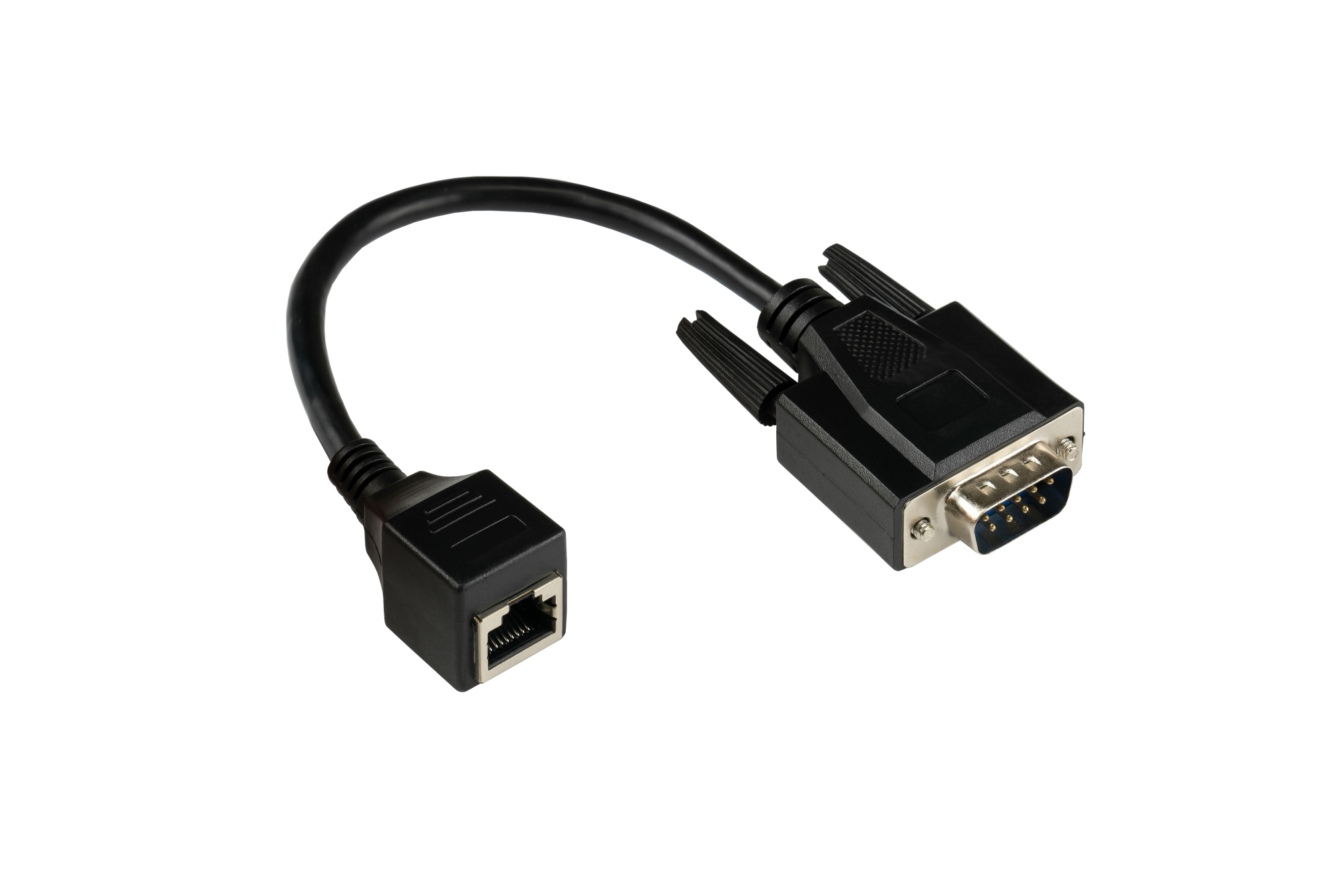 Adapter cable RS232 serial D-SUB 9 plug to RJ45 socket to, 1:1, black, 0,1m, Good Connections®