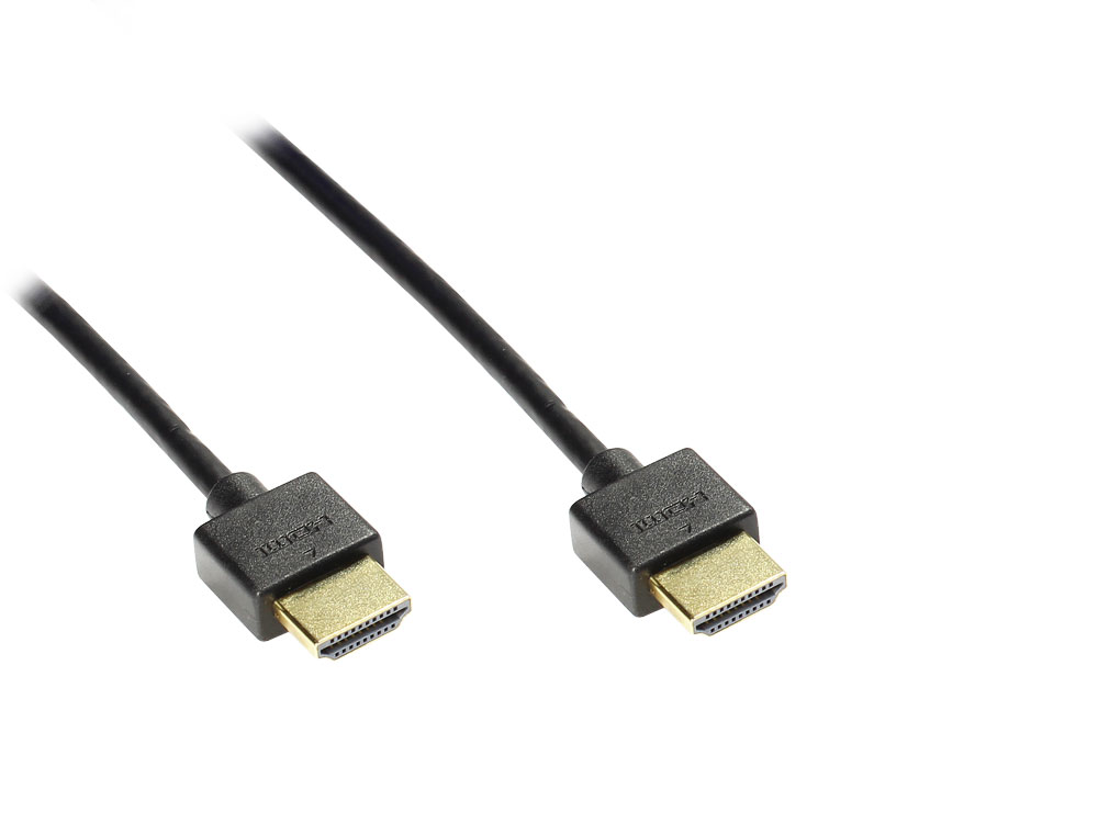 Anschlusskabel High Speed HDMI mit Ethernet, Stecker vergoldet, schwarz, 2m