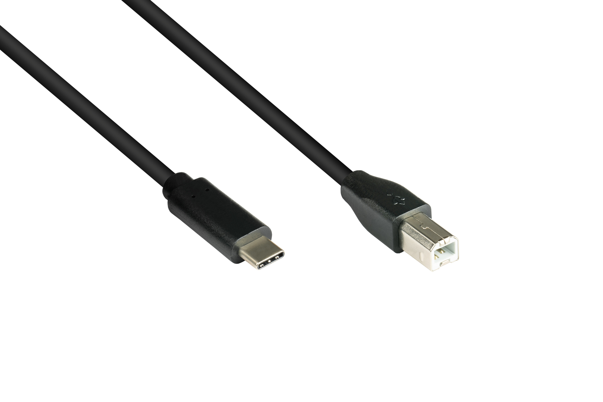 Connection cable USB 2.0, USB-C™ plug to USB 2.0 B plug, CU, black, 1,8m, Good Connections®