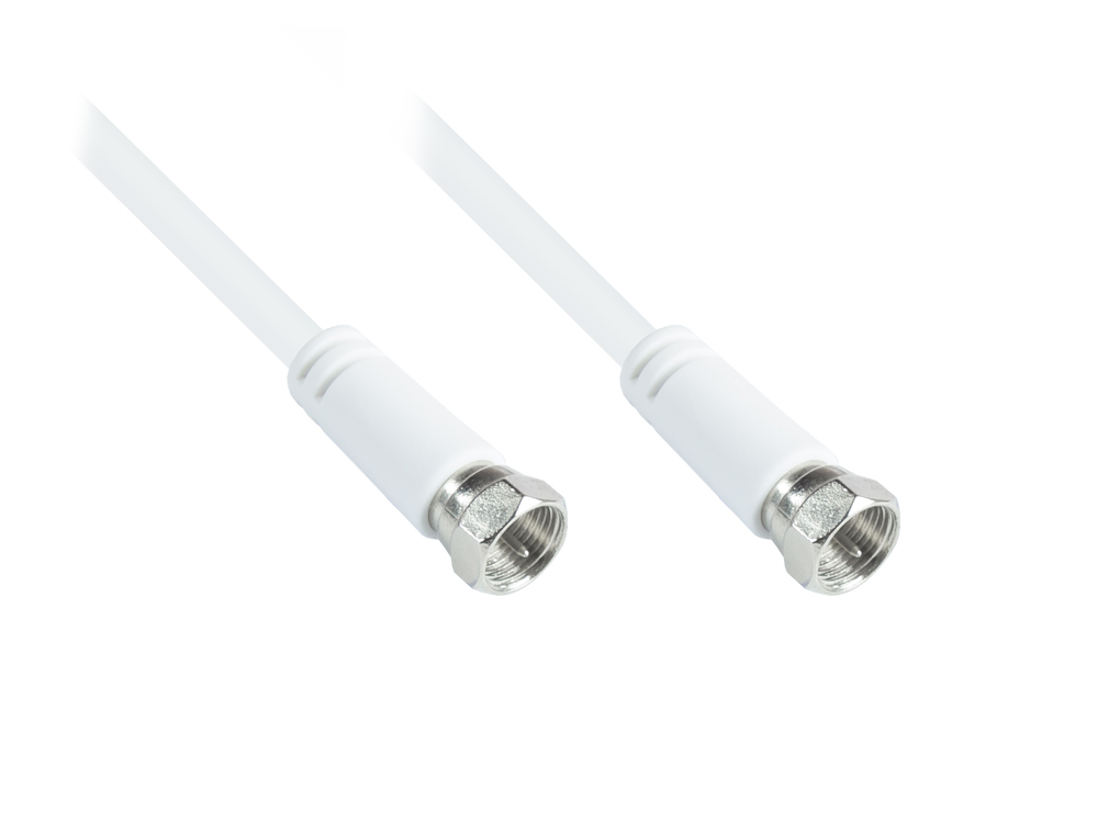 SAT Antennenkabel, F-Stecker beidseitig (vernickelt), 3x geschirmt (Class A+, >95 dB / 75 Ohm), CCS, weiß, 1,5m, Good Connections®