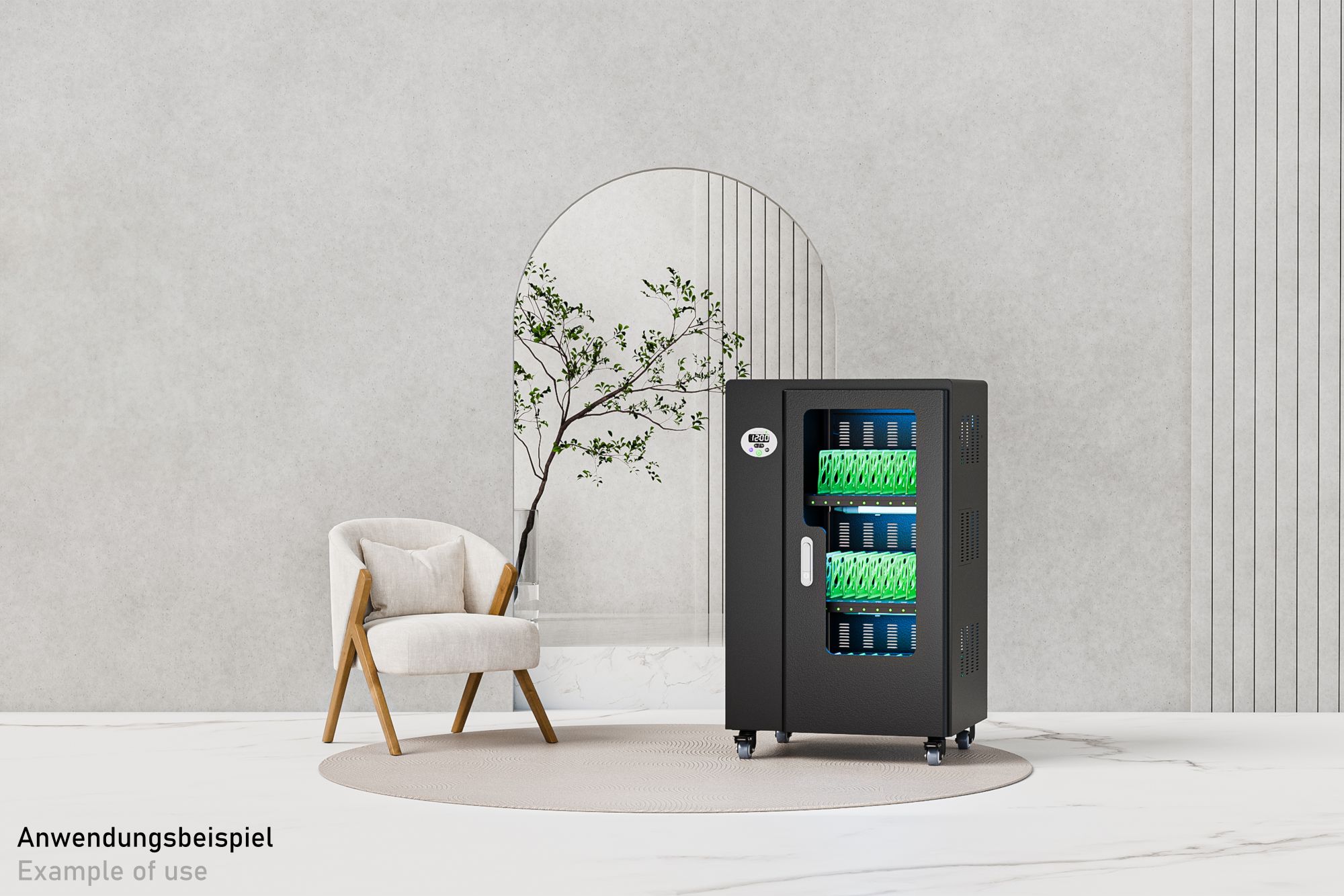 Tablet charging cart for up to 20 devices, UV-C disinfection, Smart Control, black, Good Connections®