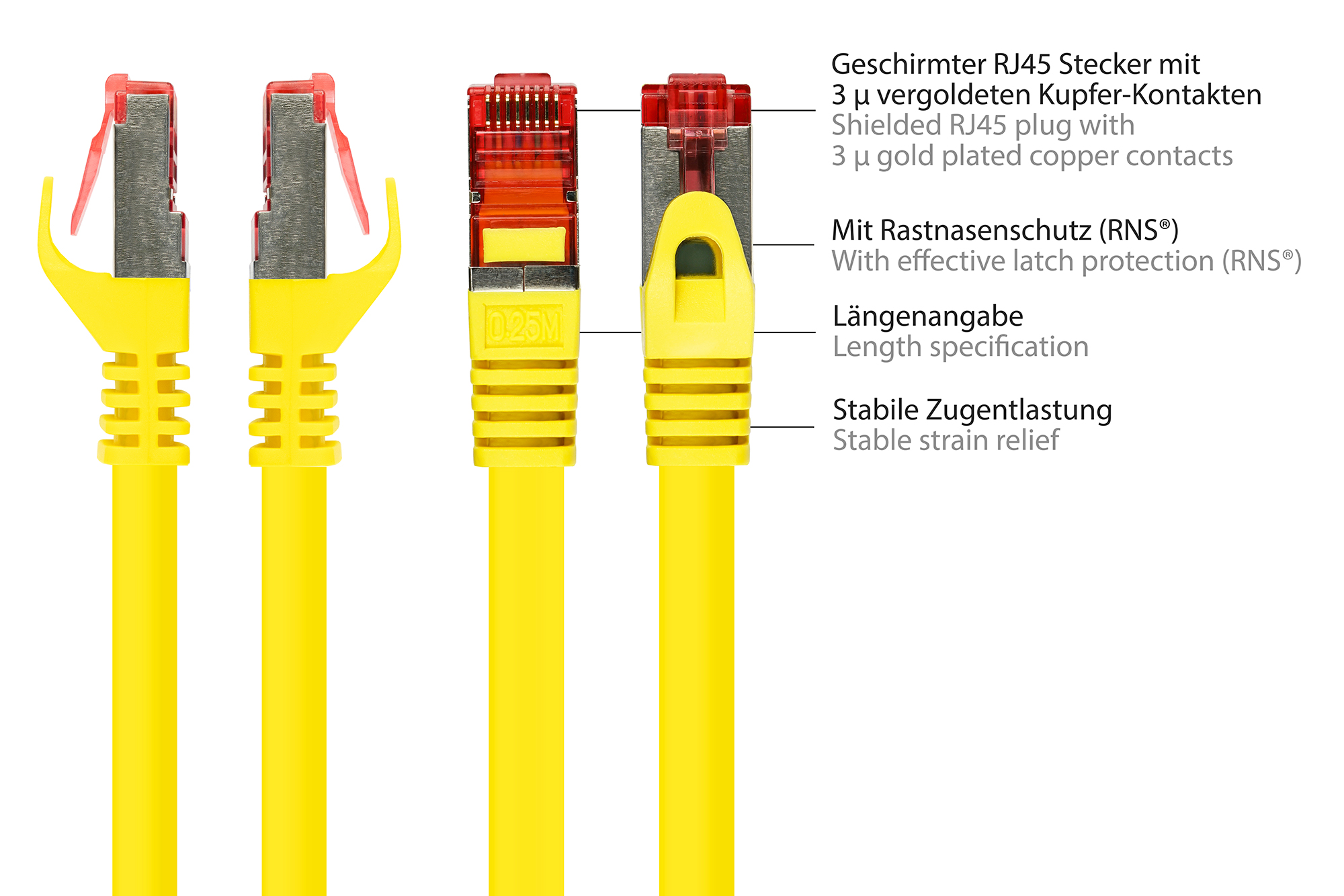 RNS® Patchkabel mit Rastnasenschutz, Cat. 6, S/FTP, PiMF, PV