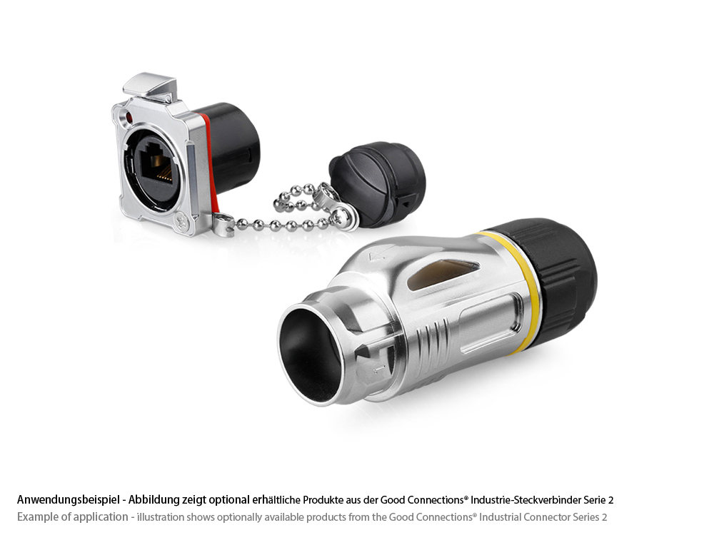 Industrial Connector S2 - Unmated plug, cut-out for RJ45 plug, metal, M24, IP67, Good Connections®