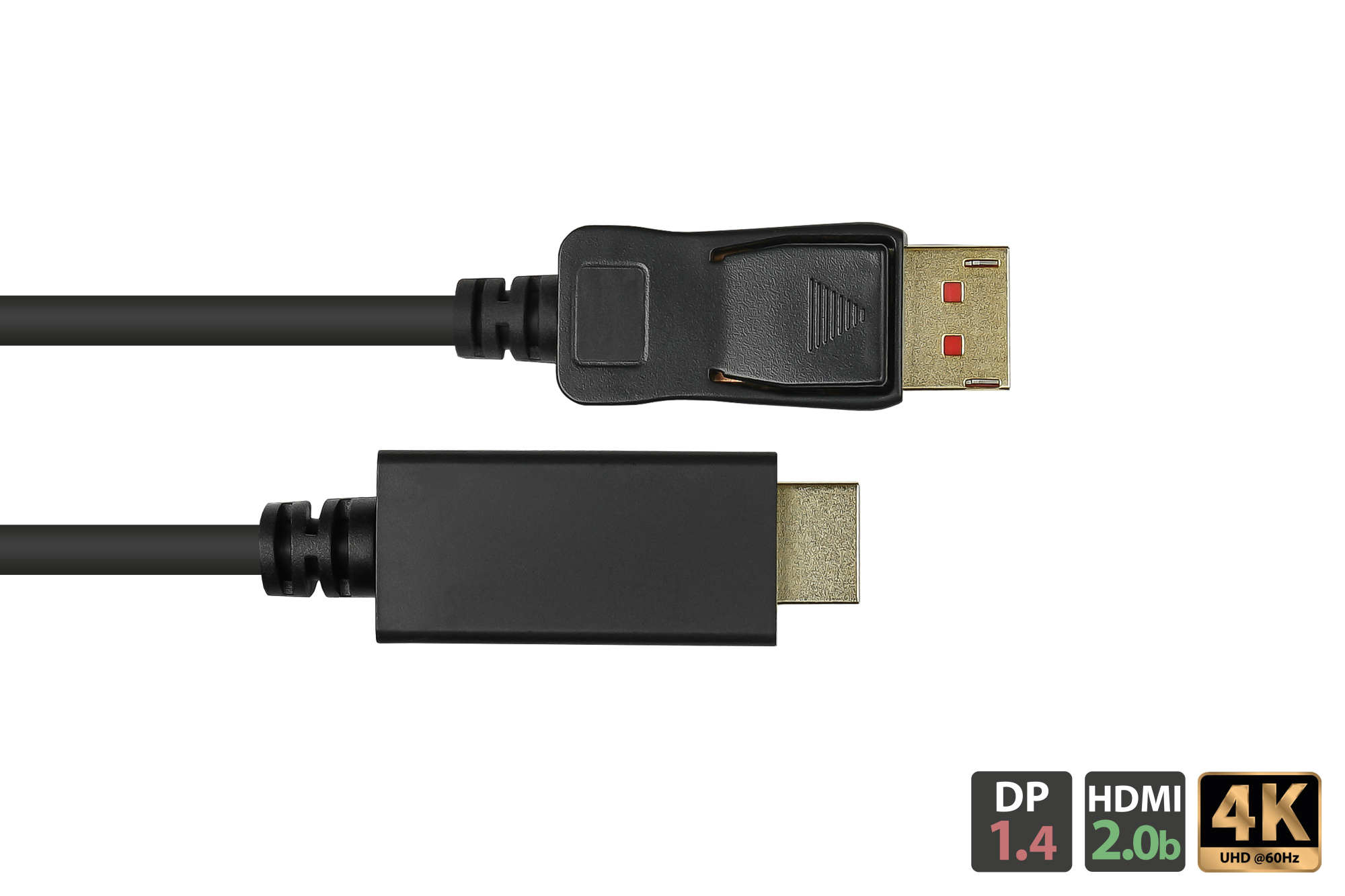 Connection cable DisplayPort 1.4 to HDMI, 4K / UHD @60Hz, gold-plated contacts, OFC, black, 2m, Good Connections®