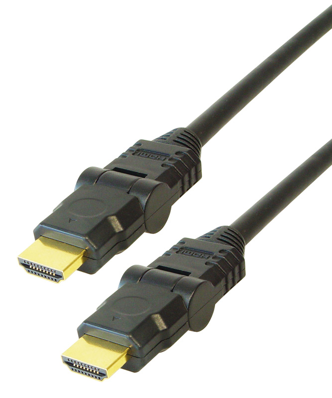 High-Speed-HDMI®-Kabel mit Ethernet, beidseitig knickbar, vergoldete Stecker, 1m, Good Connections®