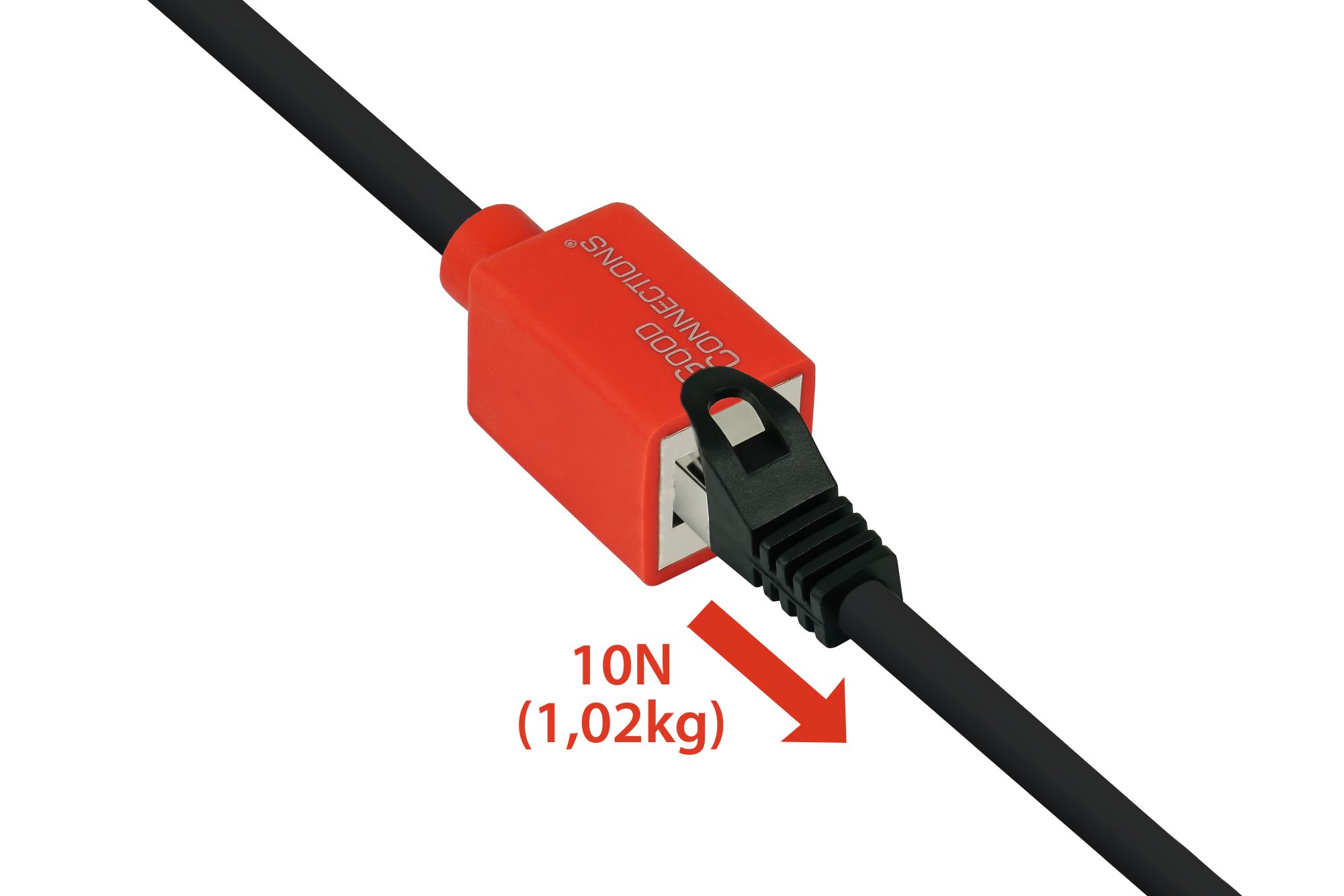 Geräteschutzadapter für RJ45-Anschlüsse (Break-Away-Adapter), schwarz, 20cm, Good Connections®