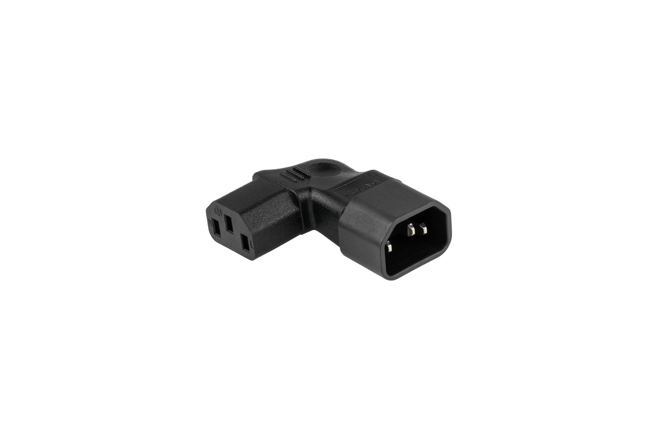 kabelmeister® Power adapter IEC plug C14 to IEC socket C13, angled left/right, black