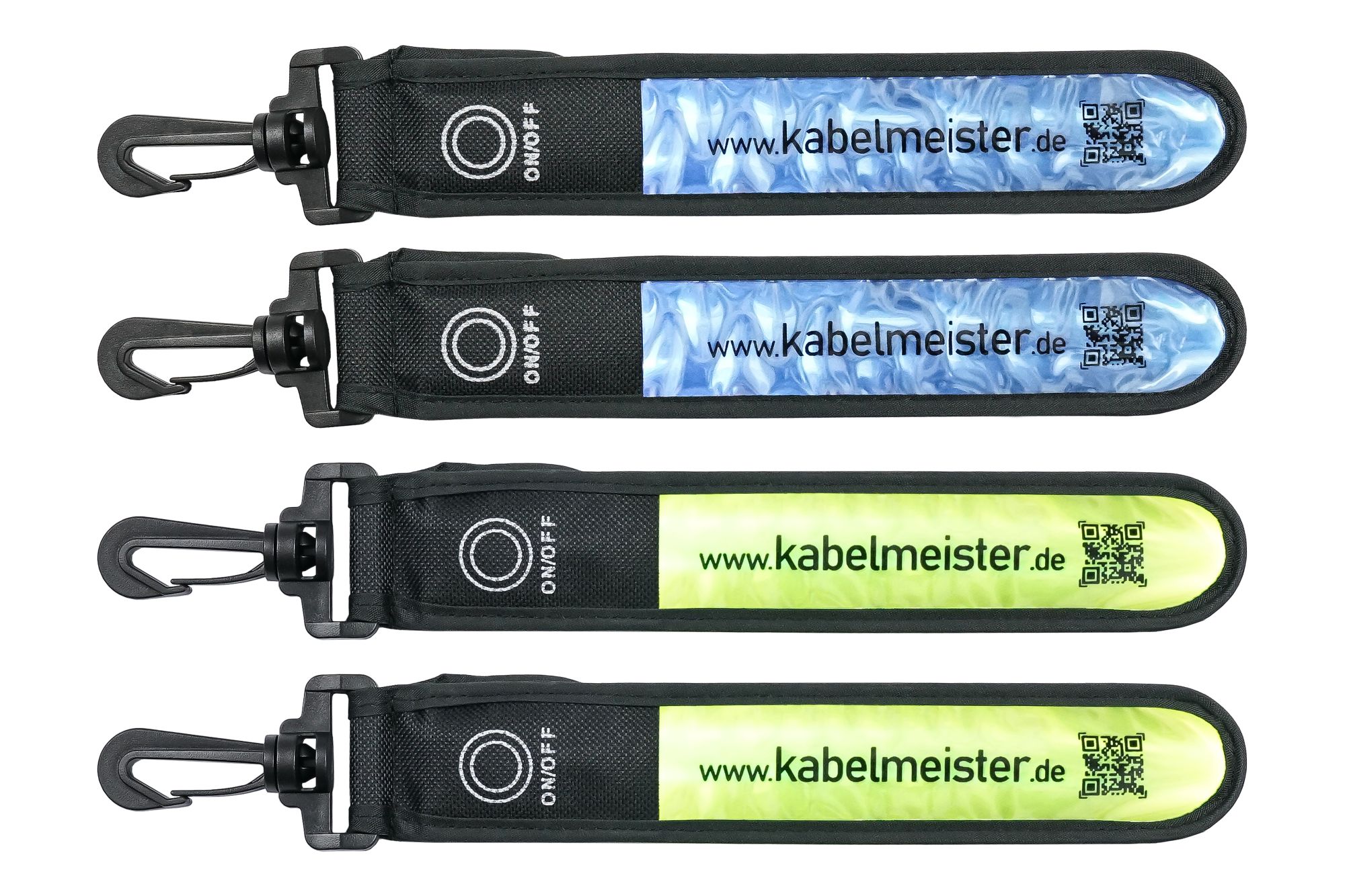 kabelmeister@ LED Leuchtband mit Befestigungshaken 4er-Set, blau und grün/gelb
