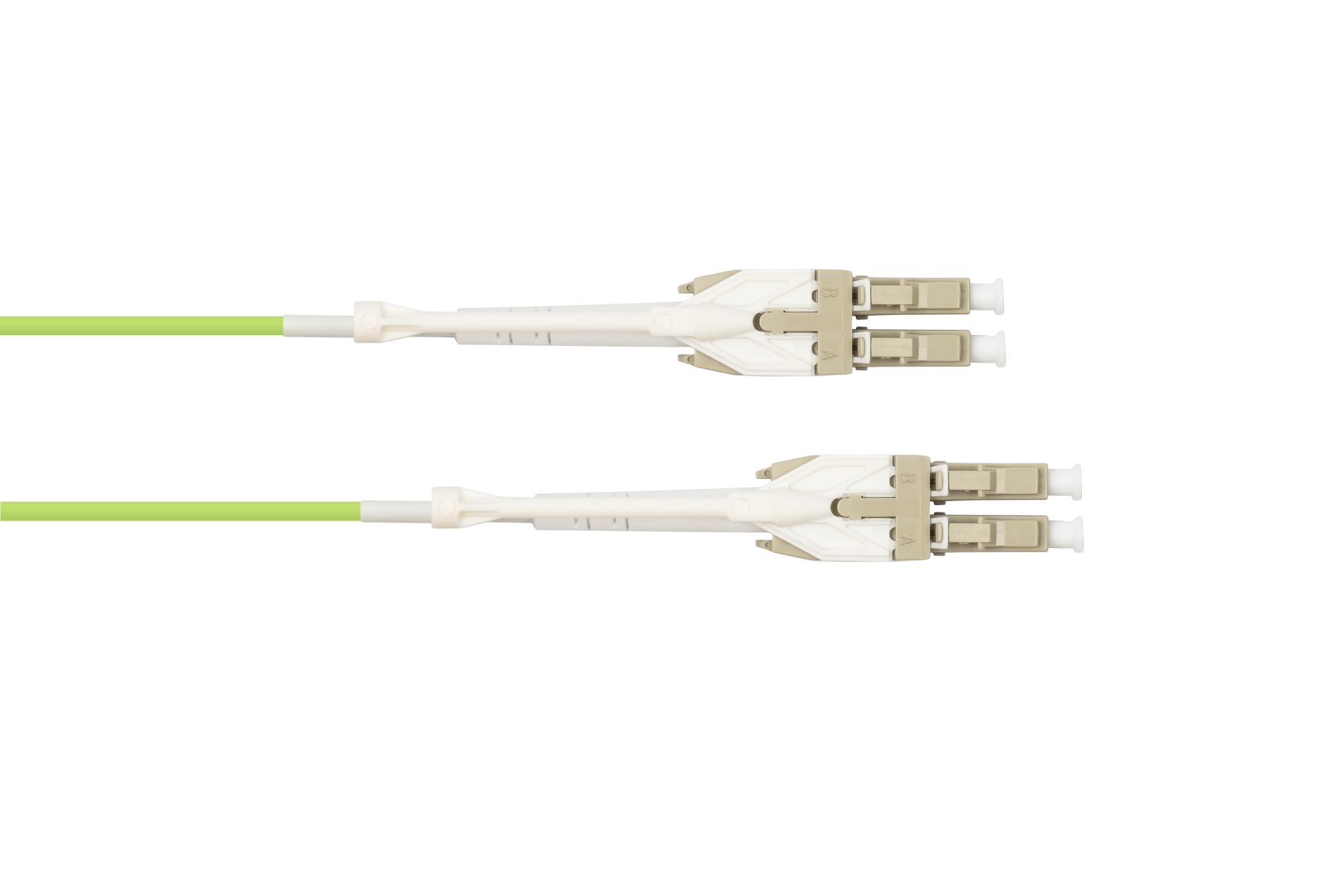 Patchkabel LWL Duplex OM5 (Multimode, 50/125) LC/LC, UNIBOOT, LSZH, austauschbare Polarität, Entriegelungslasche, 5m, Good Connections®