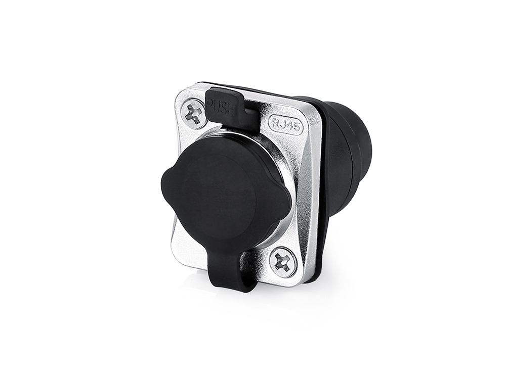 Industrial connector S6 - RJ45 feed-through coupling with click lock, RJ45 socket on both sides, metal, M24, Good Connections®