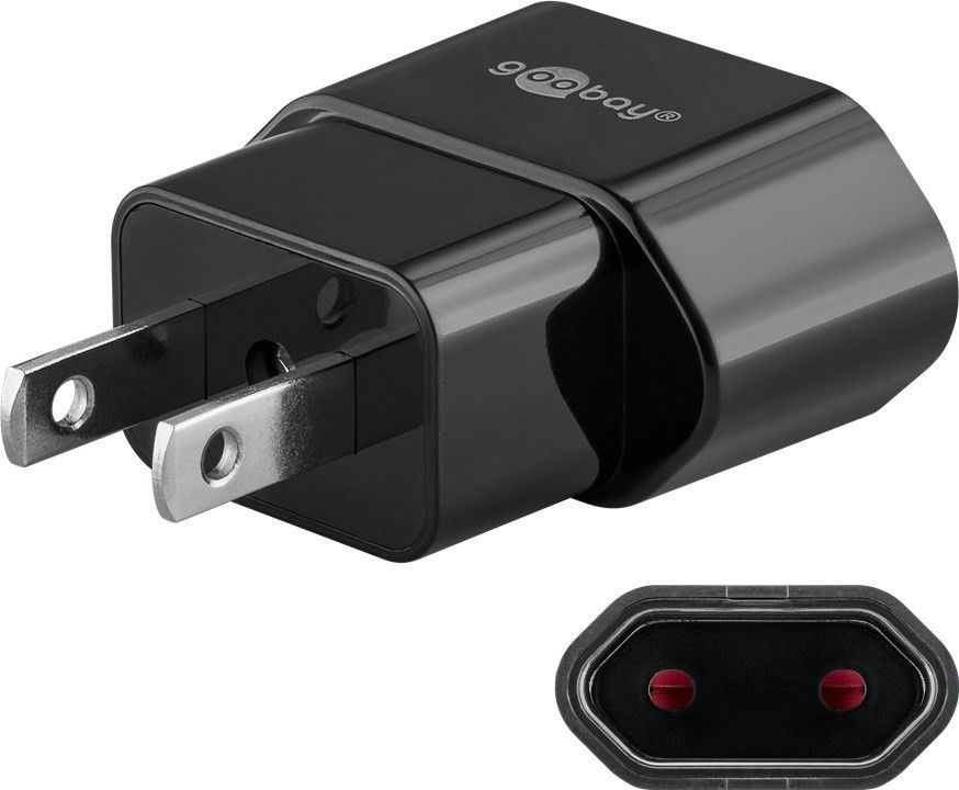 Netzadapter, US/Japan-Stecker (Typ A) an Eurobuchse (Typ C), schwarz