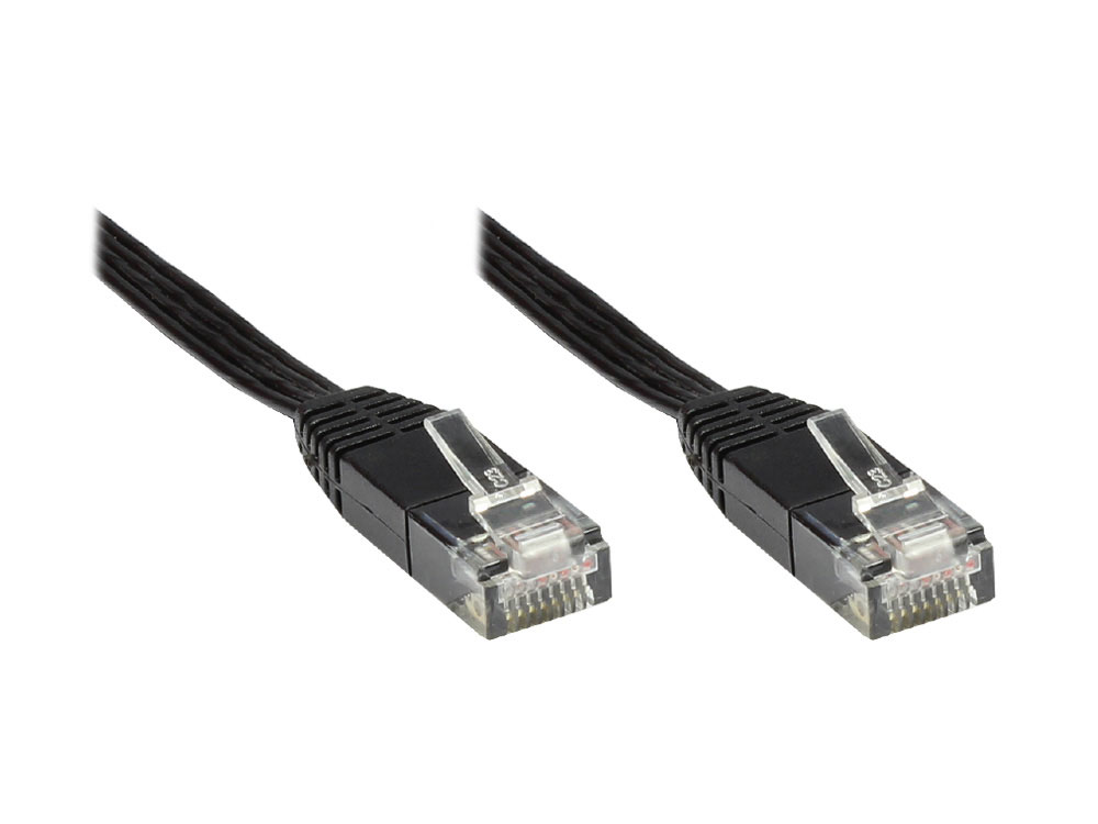 Patchkabel, Cat. 6, U/UTP, FLACHKABEL, 7m, schwarz, Good Connections®