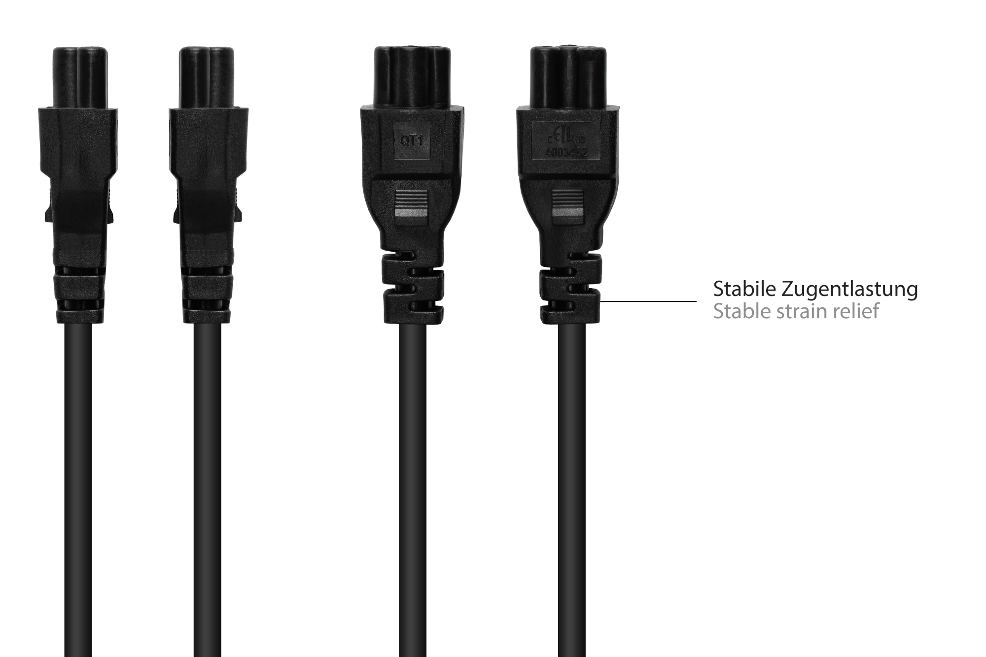 Power cord Safety-plug Typ E+F (CEE 7/7, angled) to C5 (straight) for Notebook, black, 0,75 mm², 1,8 m, Good Connections®