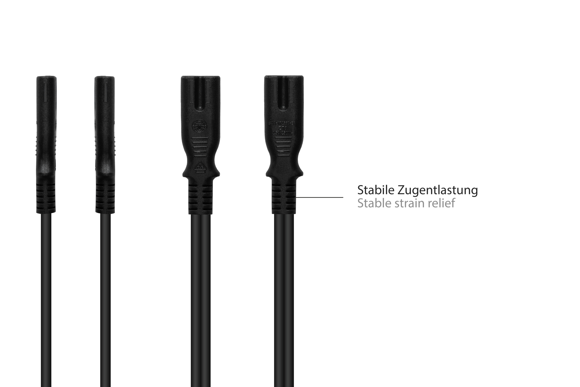 Power cord America/USA Typ A plug (NEMA 1-15P) to C7/Euro 8 socket (straight), UL, black, AWG18, 1,8 m, Good Connections®