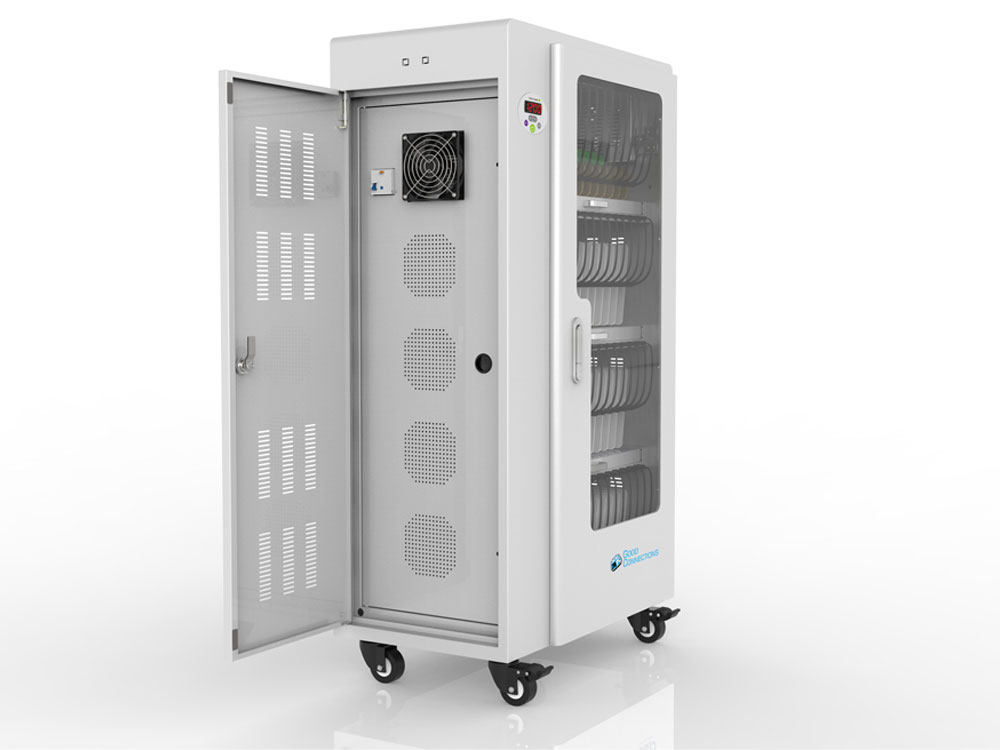 Tablet charging cart for up to 52 devices, UV-C disinfection, Smart Control, grey, Good Connections®