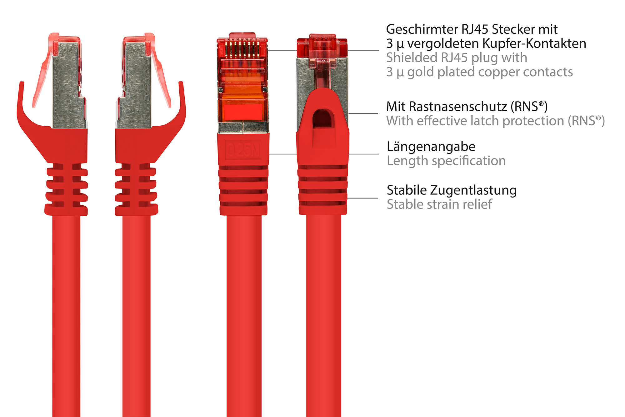 RNS® Patchkabel mit Rastnasenschutz, Cat. 6, S/FTP, PiMF, PV