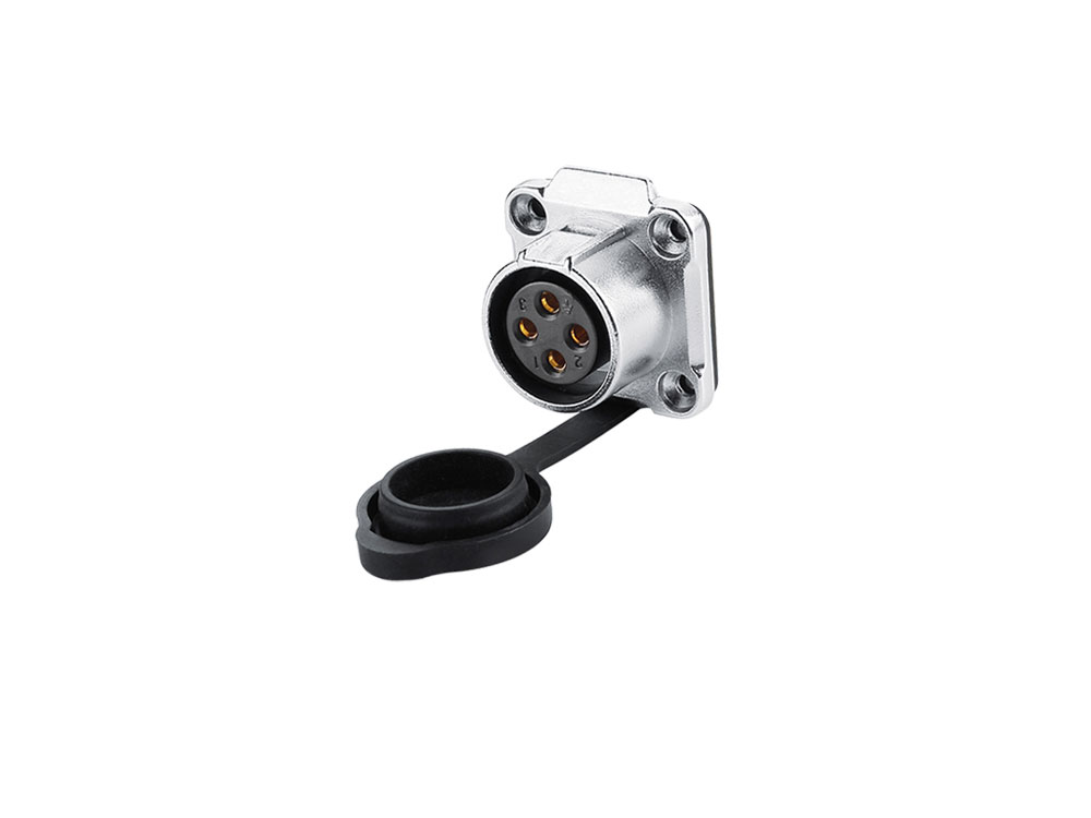 Industrial Connector S1 - Power (4-Pin) Feed-through coupler with flange, solder termination, metal, M20, IP65/67, Good Connections®