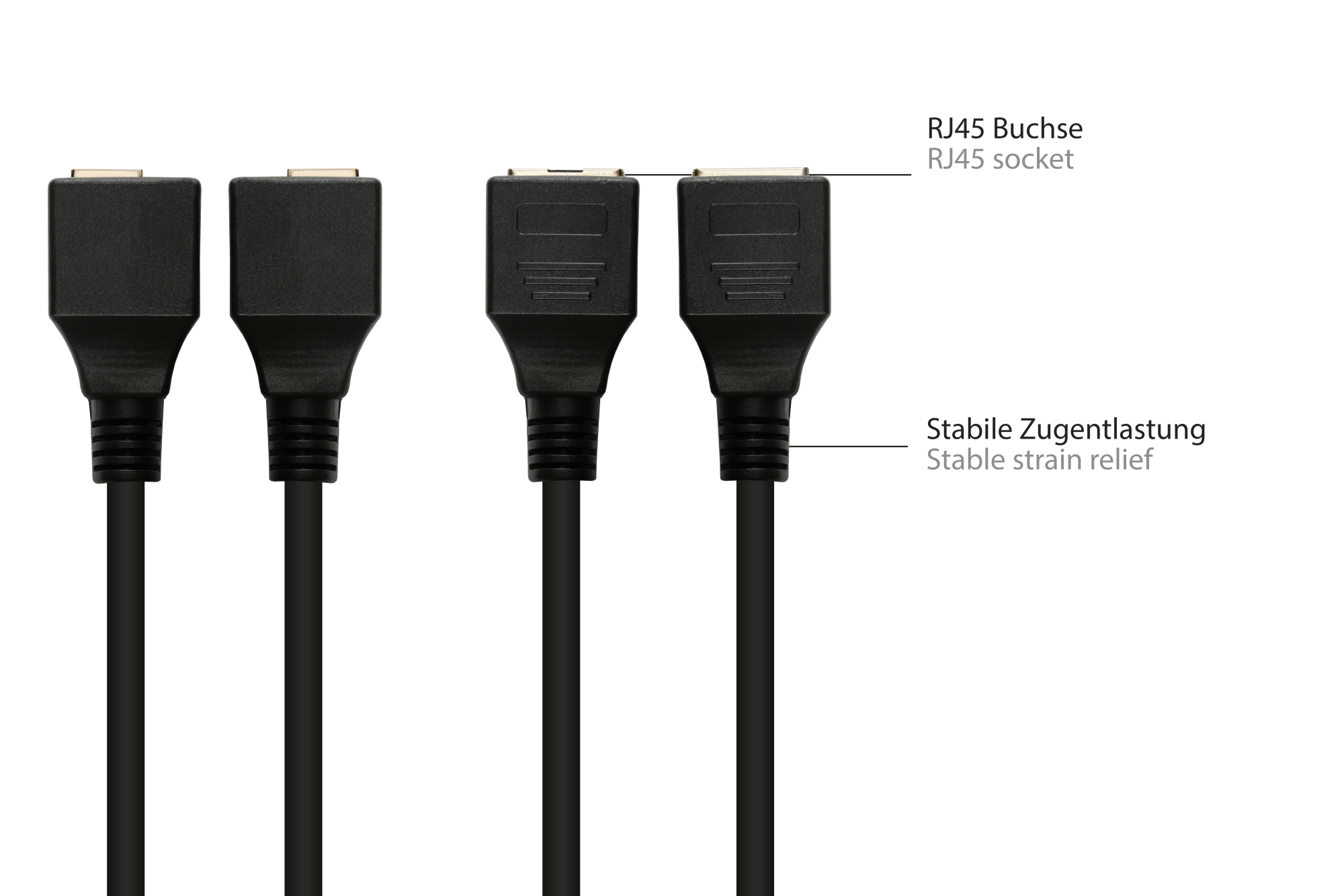 Adapter cable RS232 serial D-SUB 9 socket to RJ45 socket to, 1:1, black, 0,1m, Good Connections®