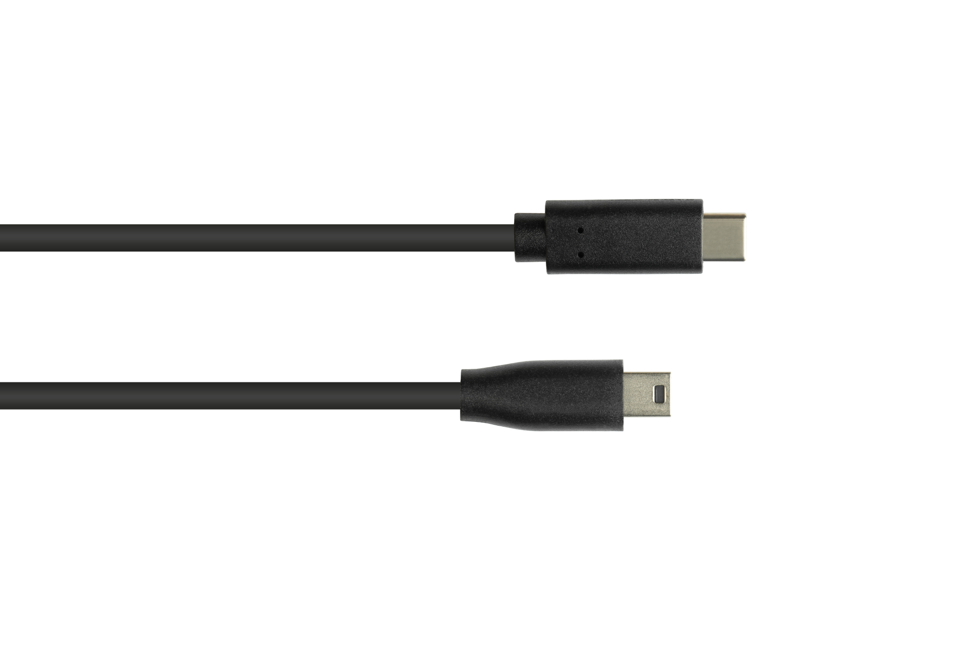 Anschlusskabel USB 2.0, USB-C™ Stecker an Stecker Mini B 5-pin, schwarz, 0,3m, Good Connections®