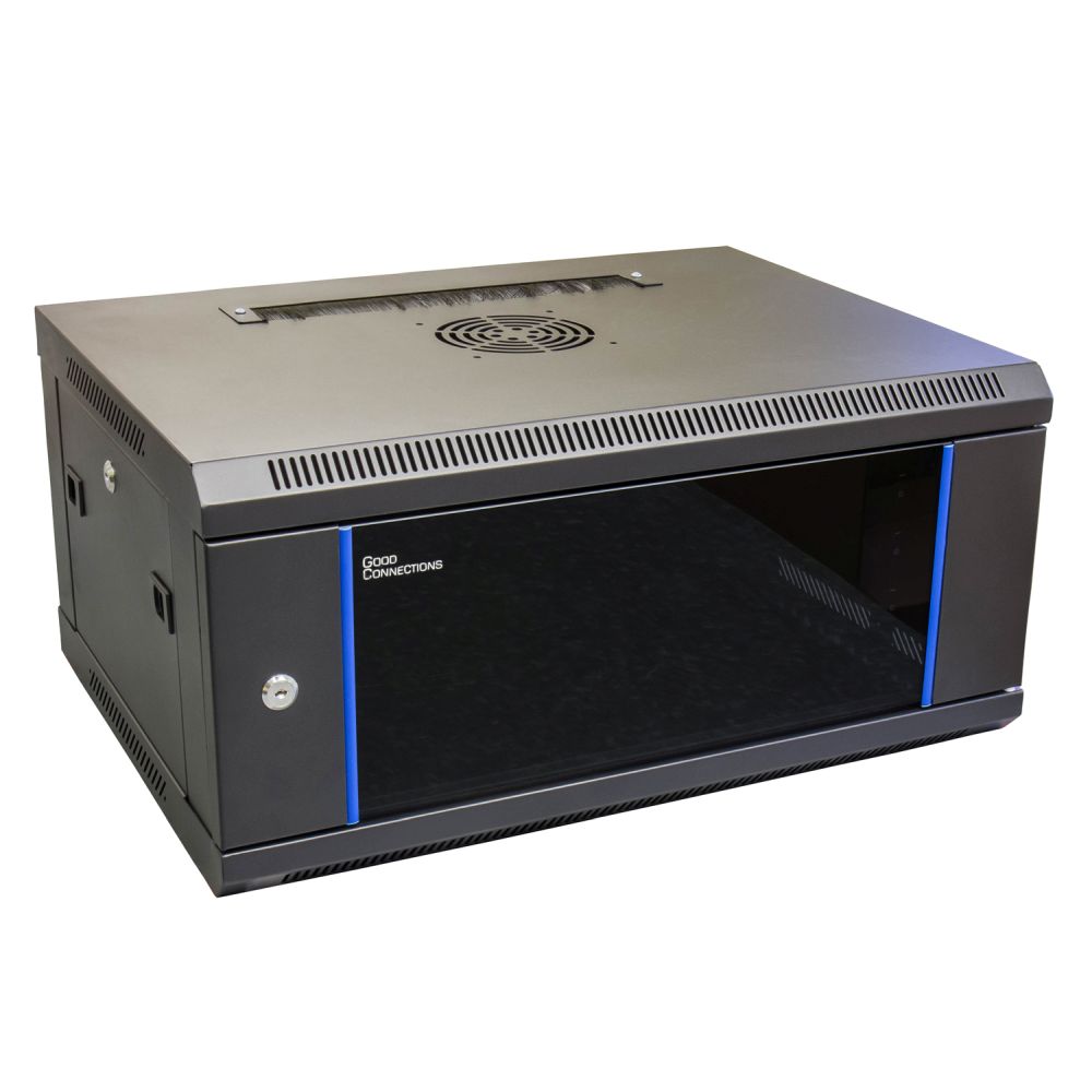 19" Wall housing, 4U, deep black (RAL9005), 600x450 mm, fully assembled, Good Connections®