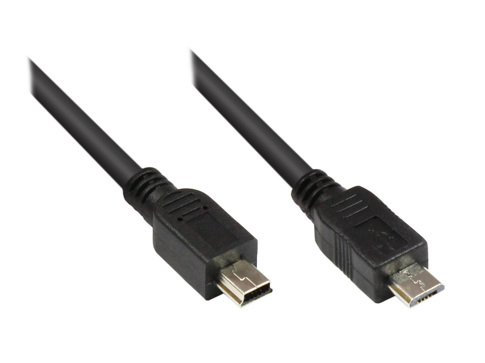 Anschlusskabel USB 2.0 Micro USB B Stecker auf Mini USB B Stecker, OTG, schwarz, 2m, Good Connections®