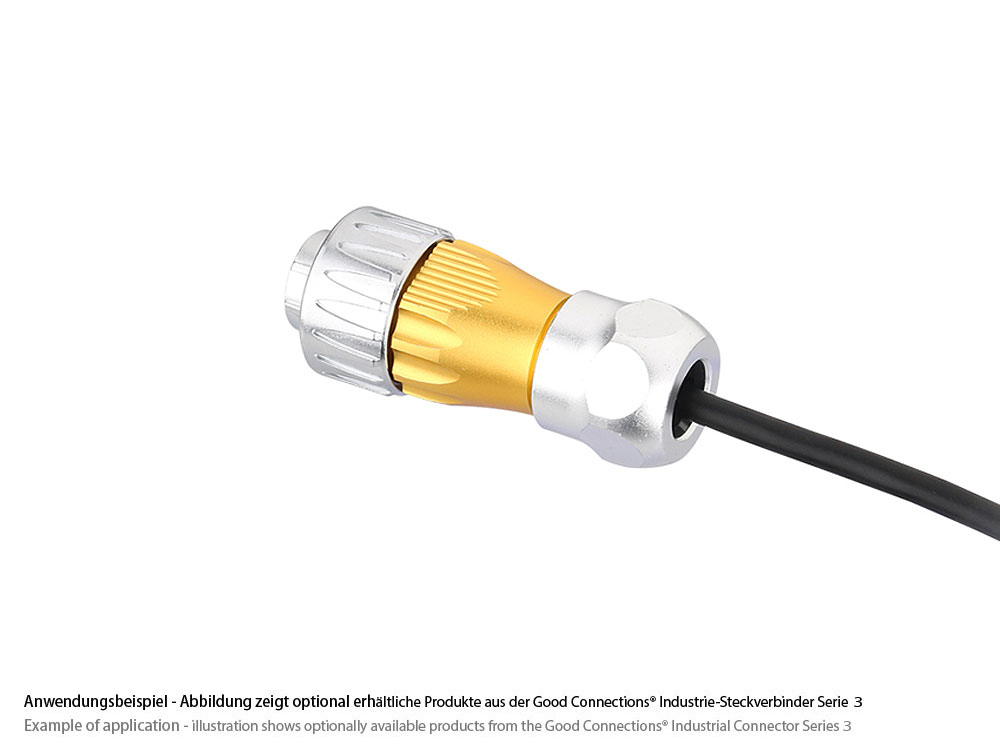 Industrial Connector S3 - Unequipped Plug with cable gland, cut-out for RJ45 plug, metal, M24, bayonet, IP65/67, Good Connections®