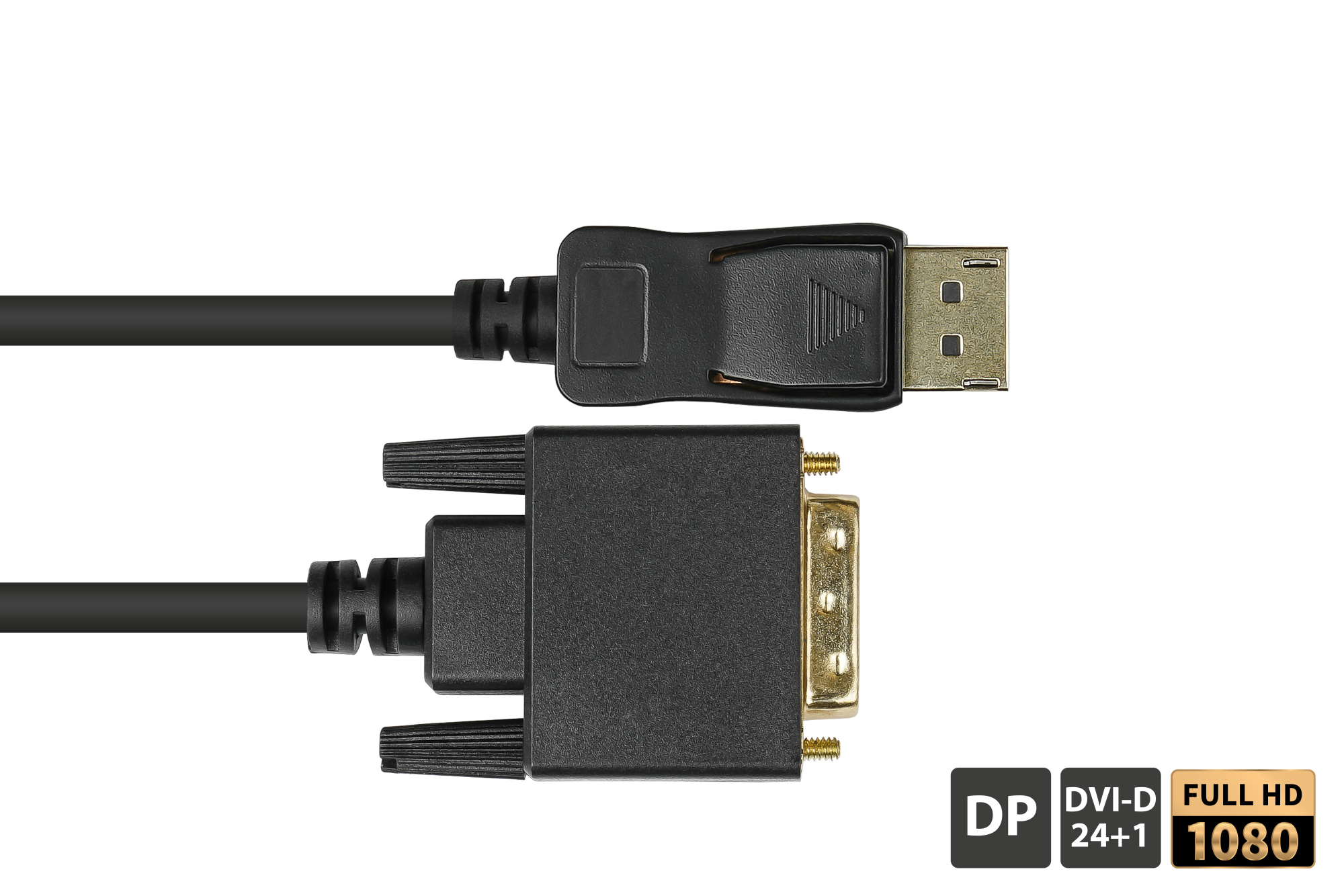 Anschlusskabel DisplayPort an DVI-D 24+1, 24K vergoldete Kon