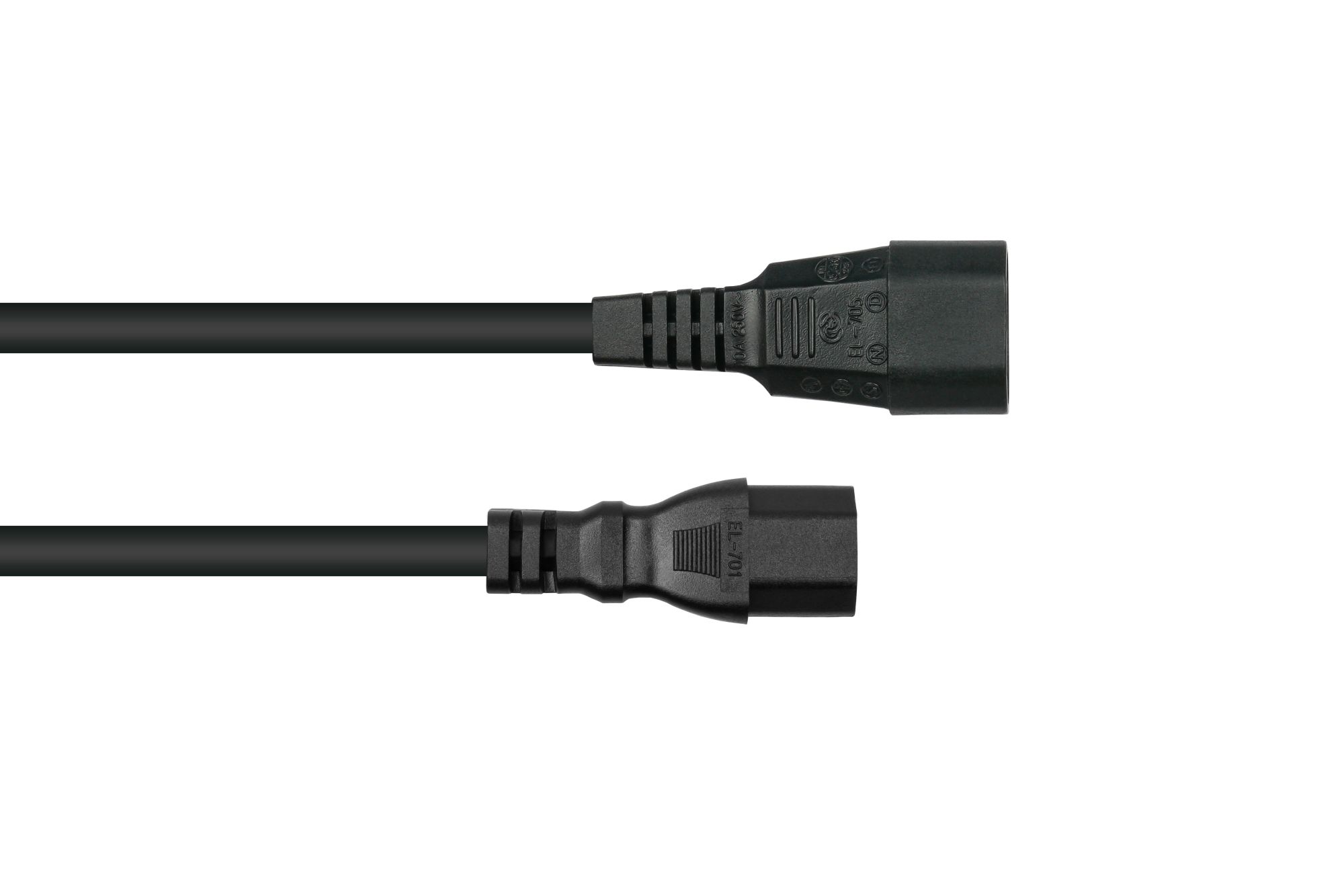 kabelmeister® Kaltgeräte-Warmgeräte-Verbindungskabel C14 (gerade) an C15 (gerade), schwarz, 1,00mm², 0,5m