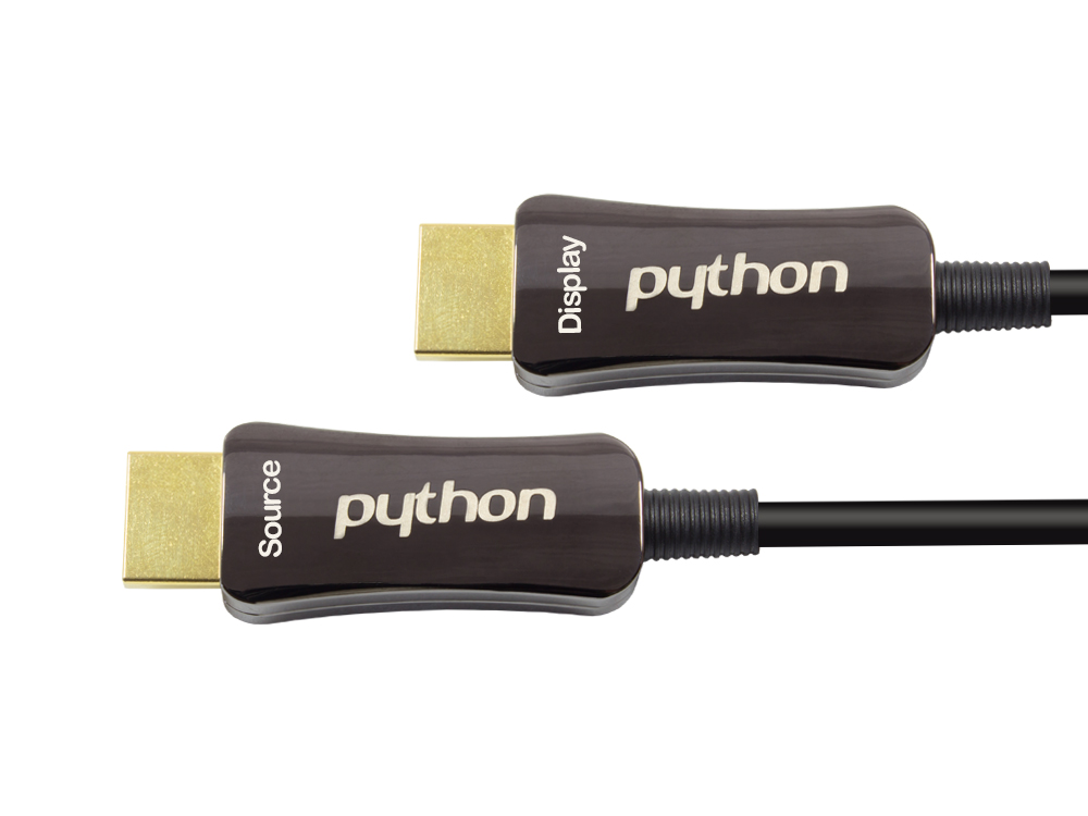 Optisches Hybrid HDMI™ 2.0 Anschlusskabel, 4K2K / UHD 60Hz, vergoldete Stecker und Kupferkontakte, schwarz, 90m, PYTHON® Series