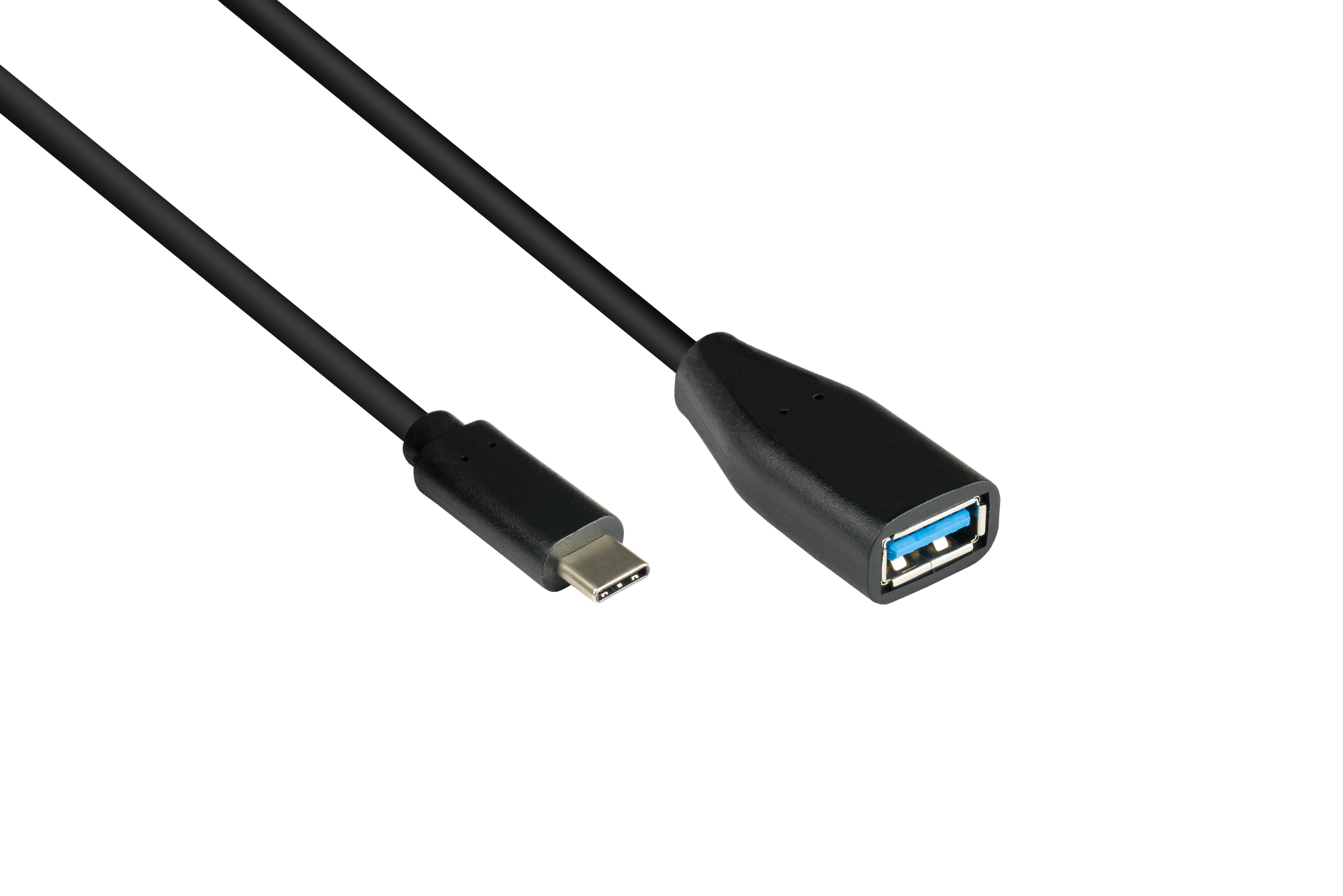 Adapter cable USB 3.2 Gen.1 / USB 3.0 OTG (On-the-go), USB-C™ plug to USB A socket, black, 0,1m, Good Connections®