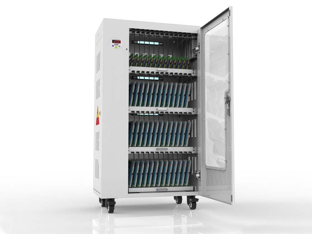 Tablet charging cart for up to 52 devices, UV-C disinfection, Smart Control, sync function for iOS/Android, grey, Good Connections®