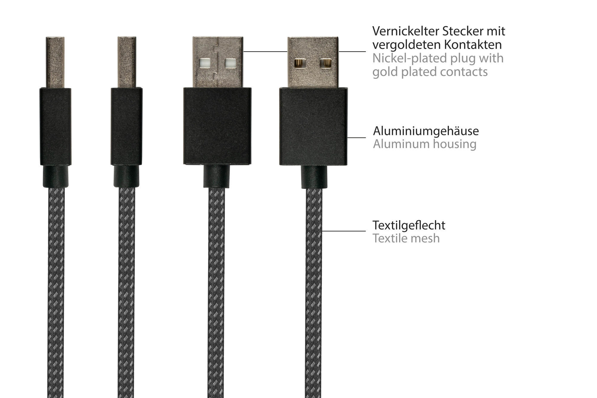 USB 2.0 Charging and data cable for iPhone/iPad/iPod, USB-A plug to Lightning™ plug, MFI certified, 12W, black, 0,5m, Good Connections®