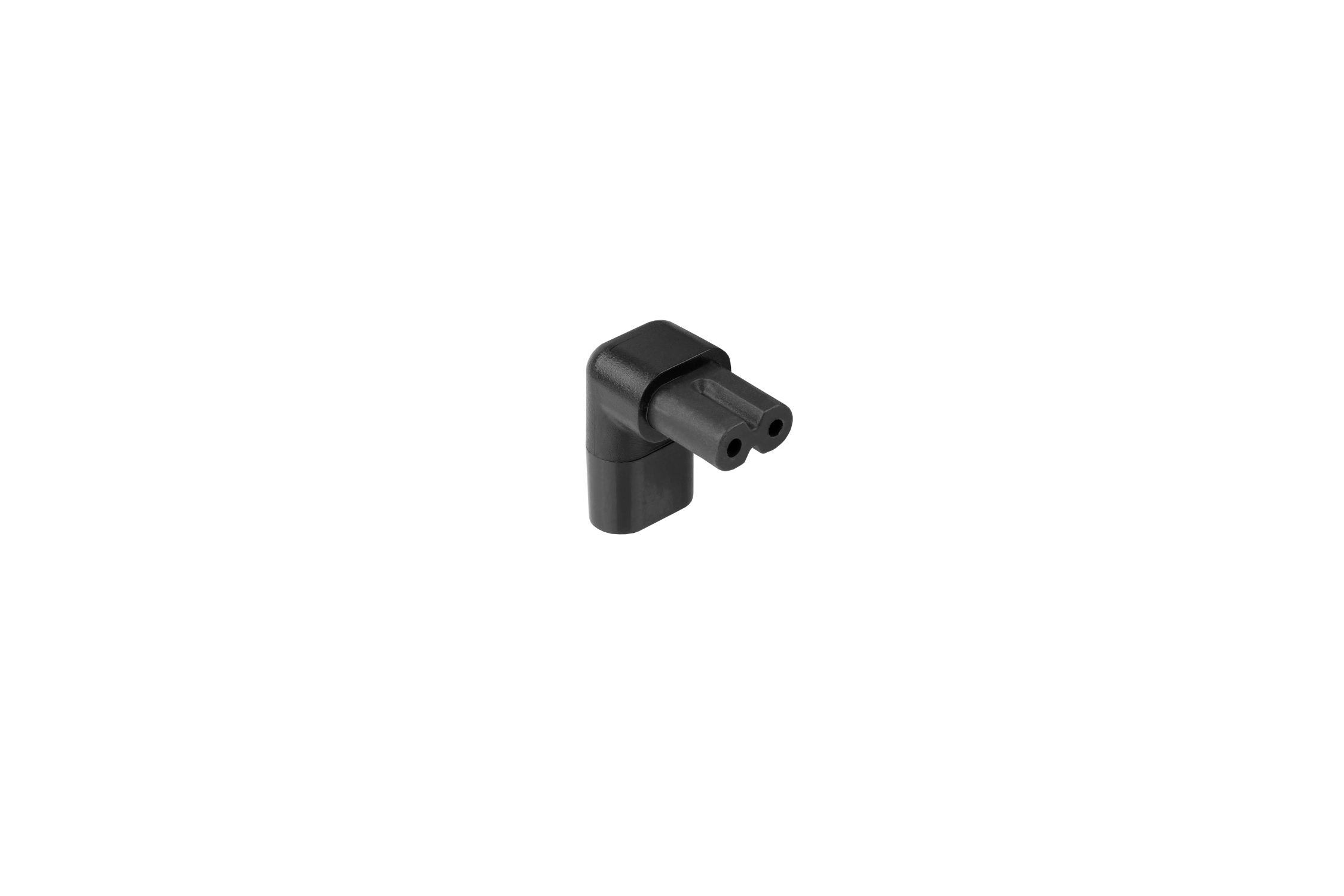 kabelmeister® power adapter plug C8 to C7/Euro 8 socket, angled top/bottom, black