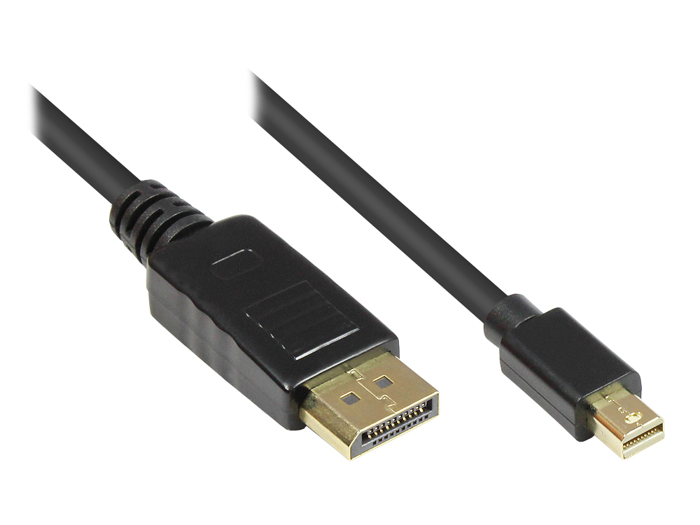 Anschlusskabel DisplayPort Stecker auf Mini DisplayPort Stecker, vergoldet, schwarz, 2m, Good Connections