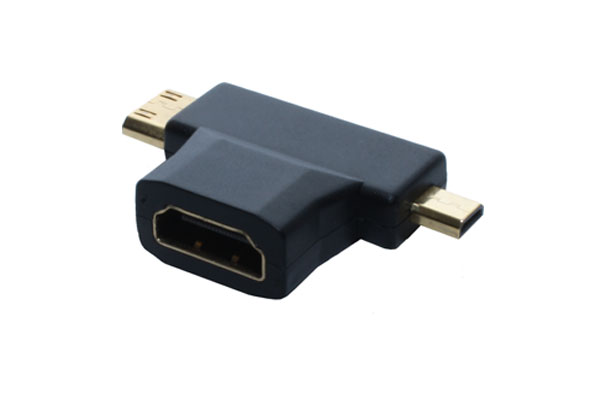 HDMI  T-Adapter, Buchse A auf 1x Stecker D + 1x Stecker C, ®