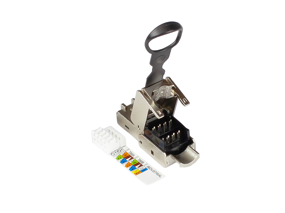 RJ45 plug Cat. 6A, toolless / field attachable, STP shielded, metal, Easy Pull-Out, Good Connections®