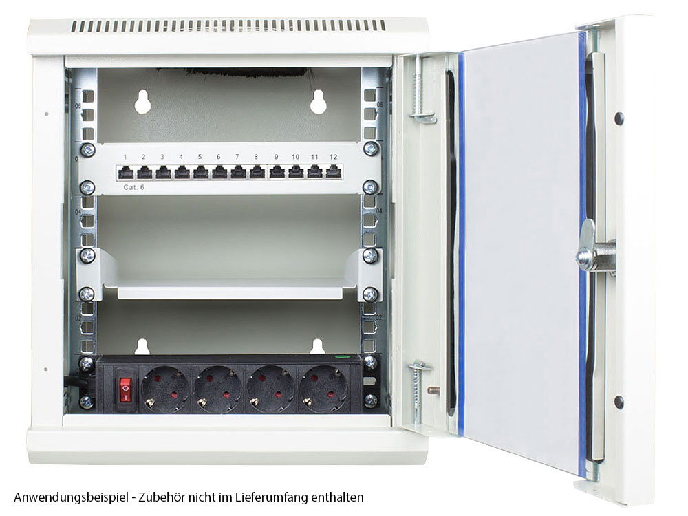 10" Wall housing, 6U, light grey (RAL7035), 312 x 300mm, fully assembled, Good Connections®