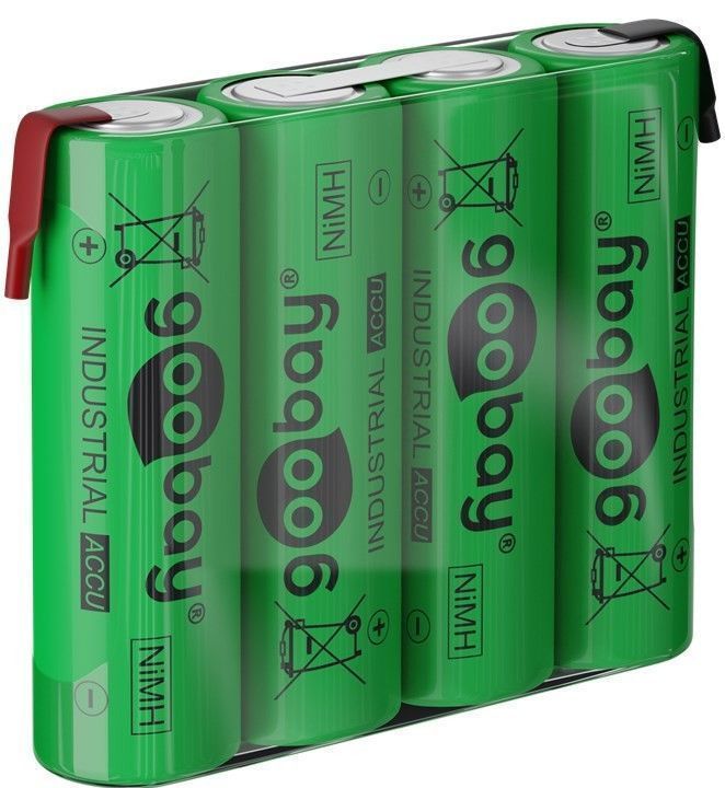 Industrieakku mit Lötfahne (Flat-Top), 4x AA (Mignon), HR6, 4,8V, 2100mAh, Nickel-Metallhydrid Akku (Ni-MH)