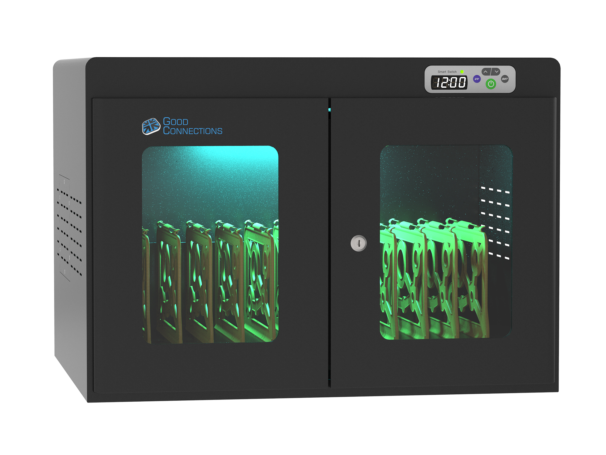 Good Connections® ANTARES N12C notebook charging cart up to 15,6", USB-C™ version, 65W per port, UV-C disinfection, black