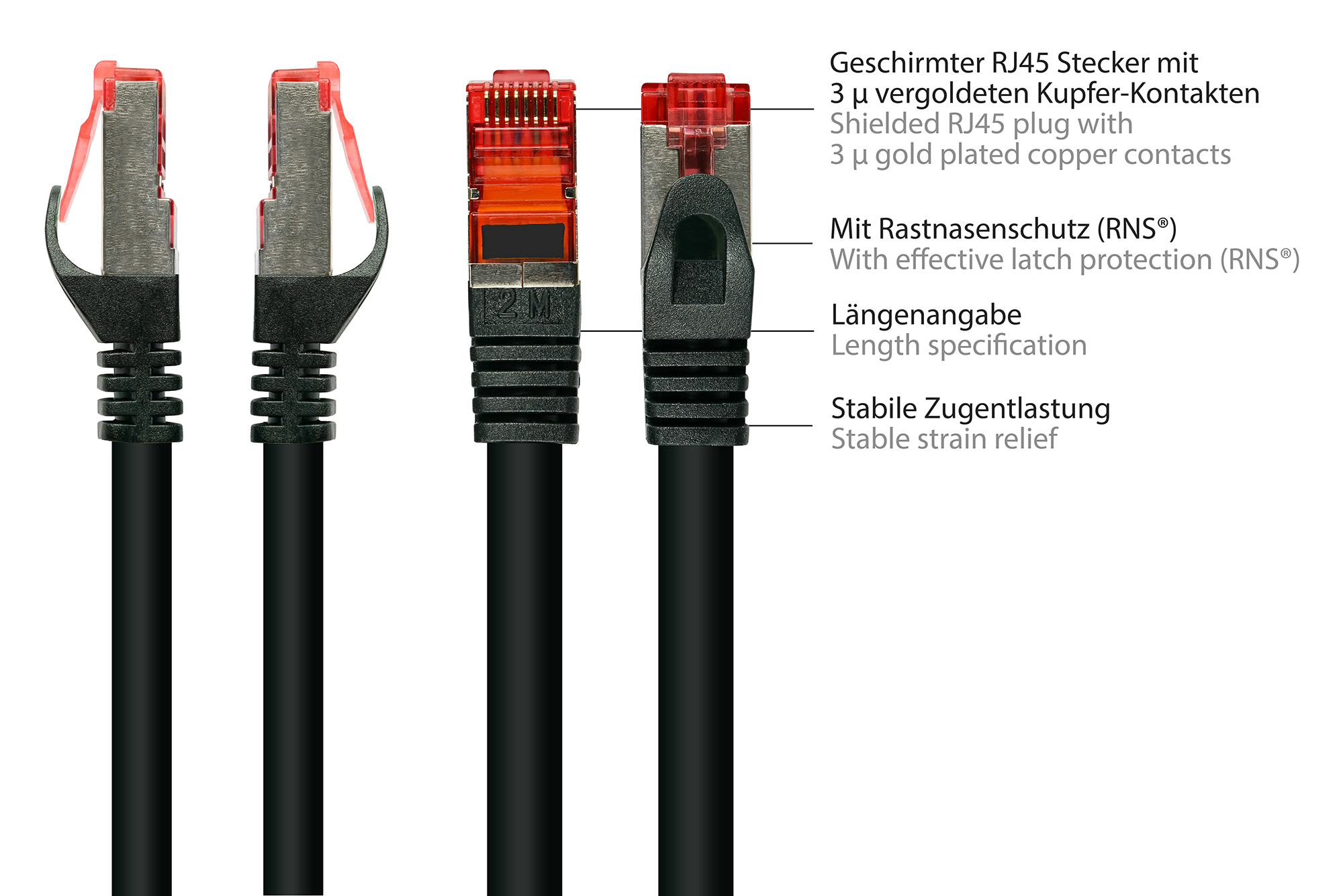 RNS® Patchkabel mit Rastnasenschutz, Cat. 6, S/FTP, PiMF, PV