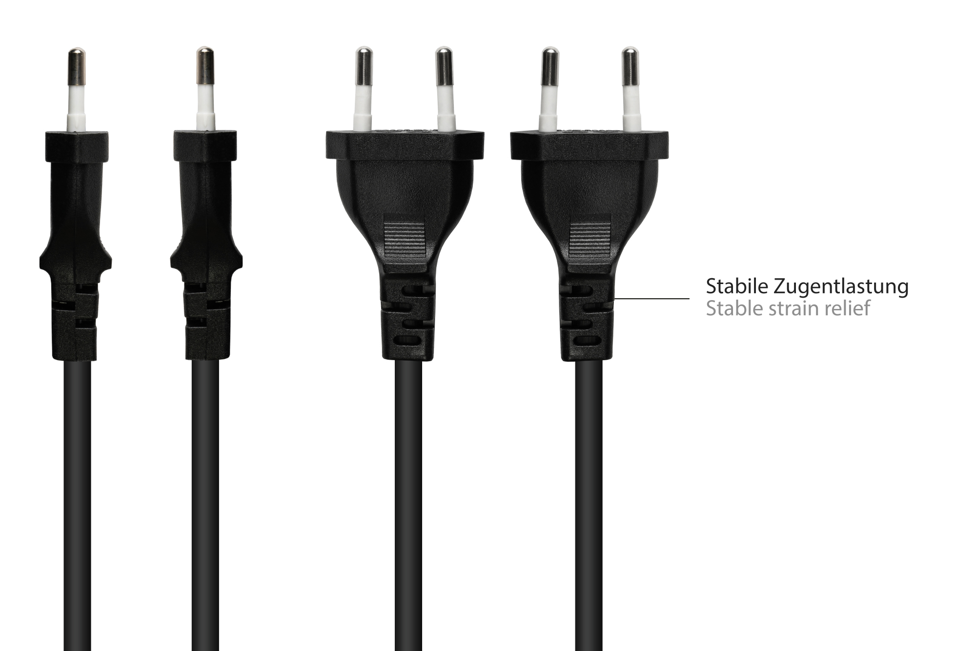 Euro-Netzkabel Euro-Stecker Typ C (gerade) an C7/Euro 8 Buchse (gerade), schwarz, 0,75 mm², 0,5 m, Good Connections®