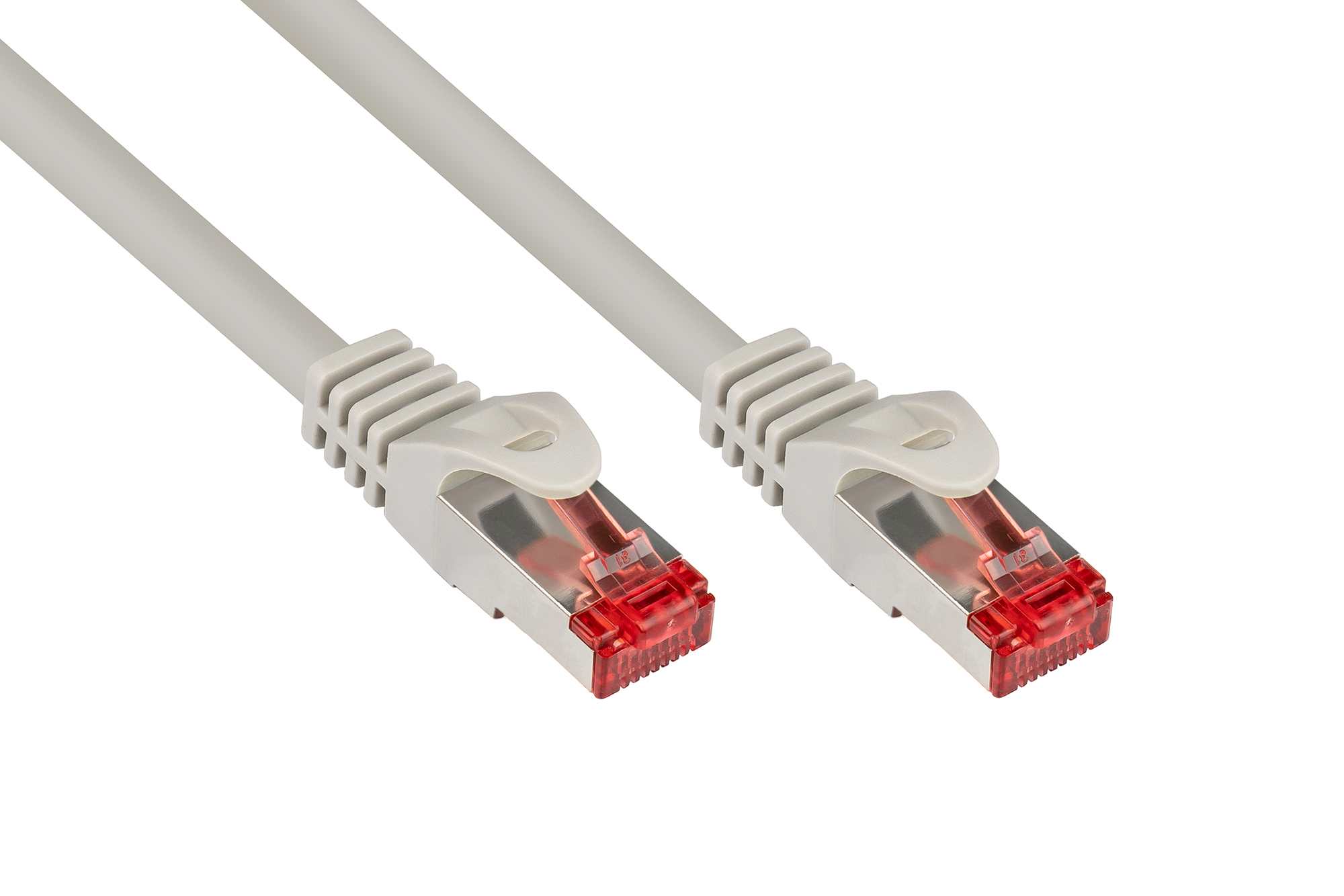 RNS® Patchkabel mit Rastnasenschutz, Cat. 6, S/FTP, PiMF, PVC, 250MHz, grau, 0,15m, Good Connections®