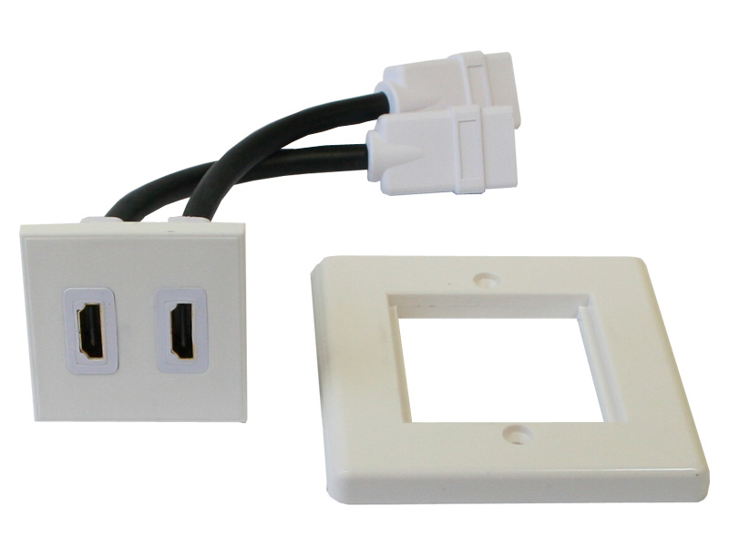HDMI-Einbaurahmen/Anschlussdose, mit 2 HDMI Anschlüssen